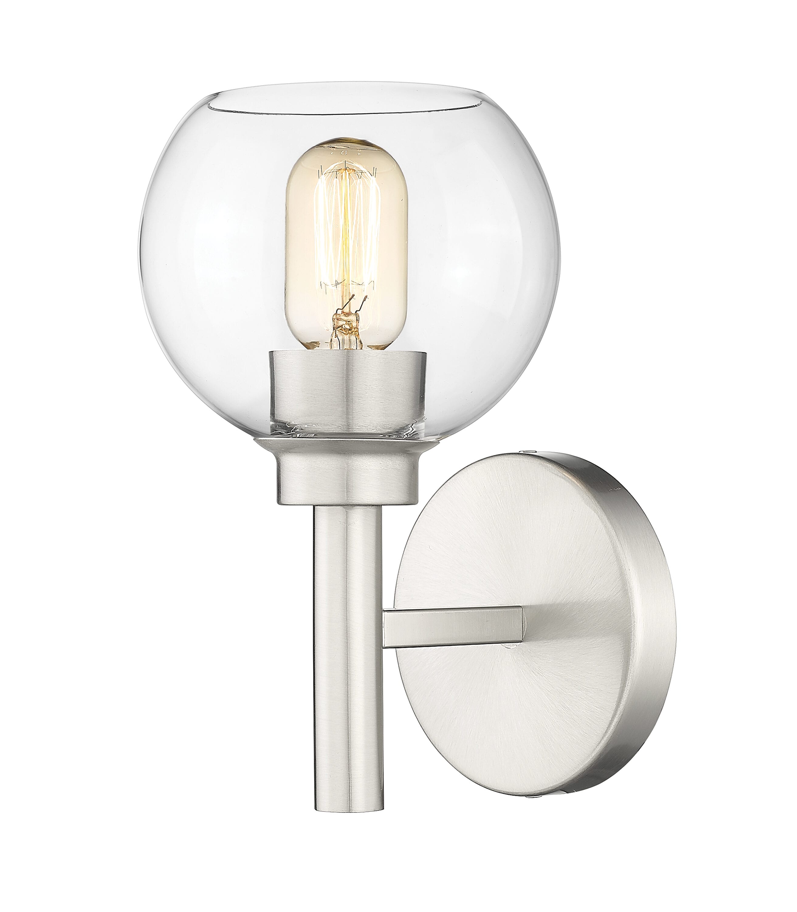 Sleek Brushed Nickel 7" Wall Sconce with Clear Globe Shade