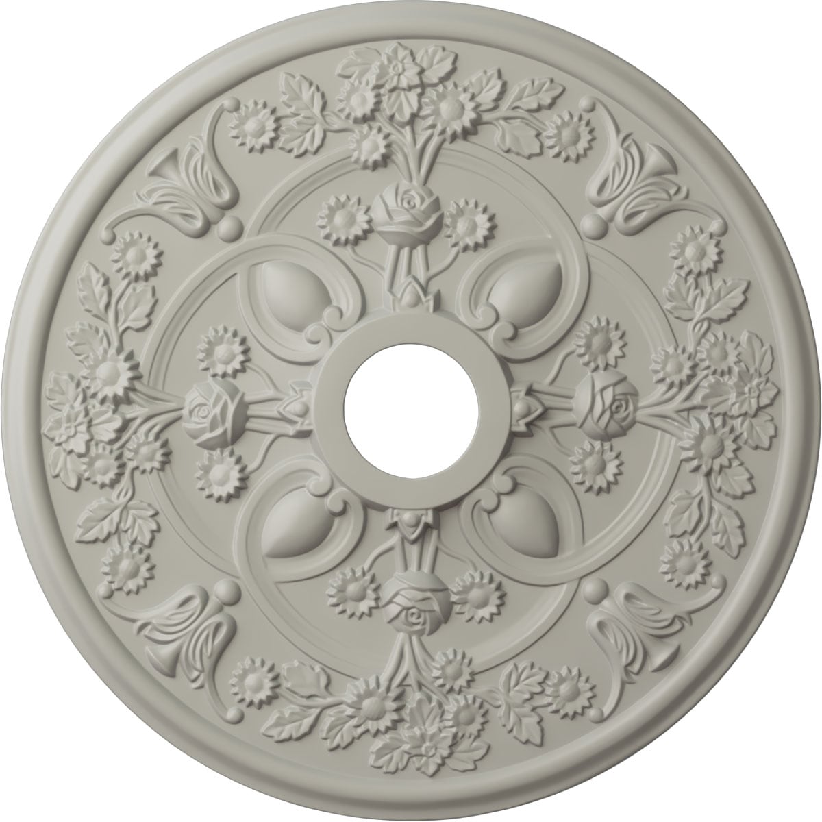 Ekena Millwork CM30ROPCF Rose 30.875-in W x 30.875-in L Painted Pot Of Cream Polyurethane Whole Ceiling Medallion
