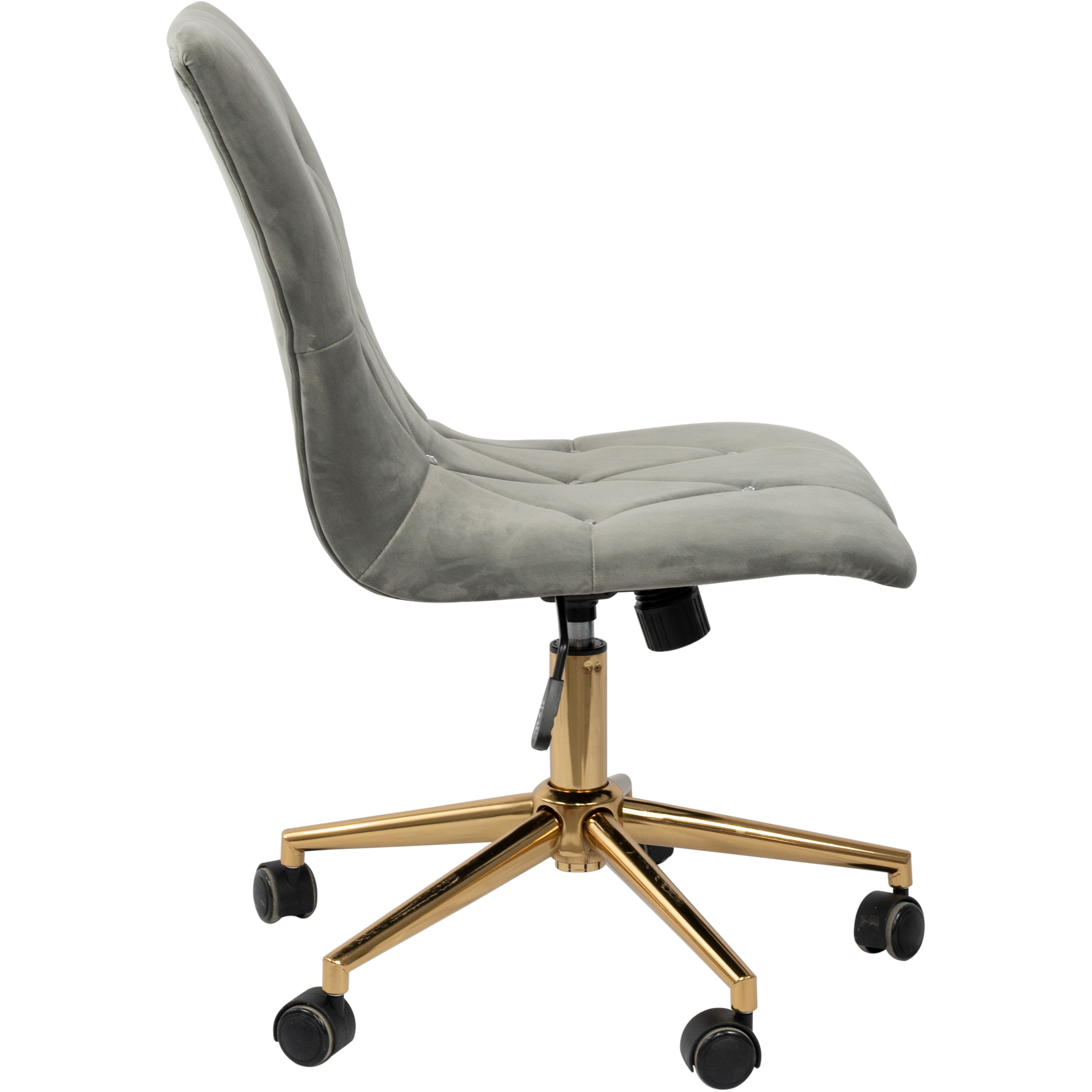 Modern Velvet Fabric Office Chair, Height Adjustable 360 Swivel with Gold Metal Legs and Wheels, Yellow