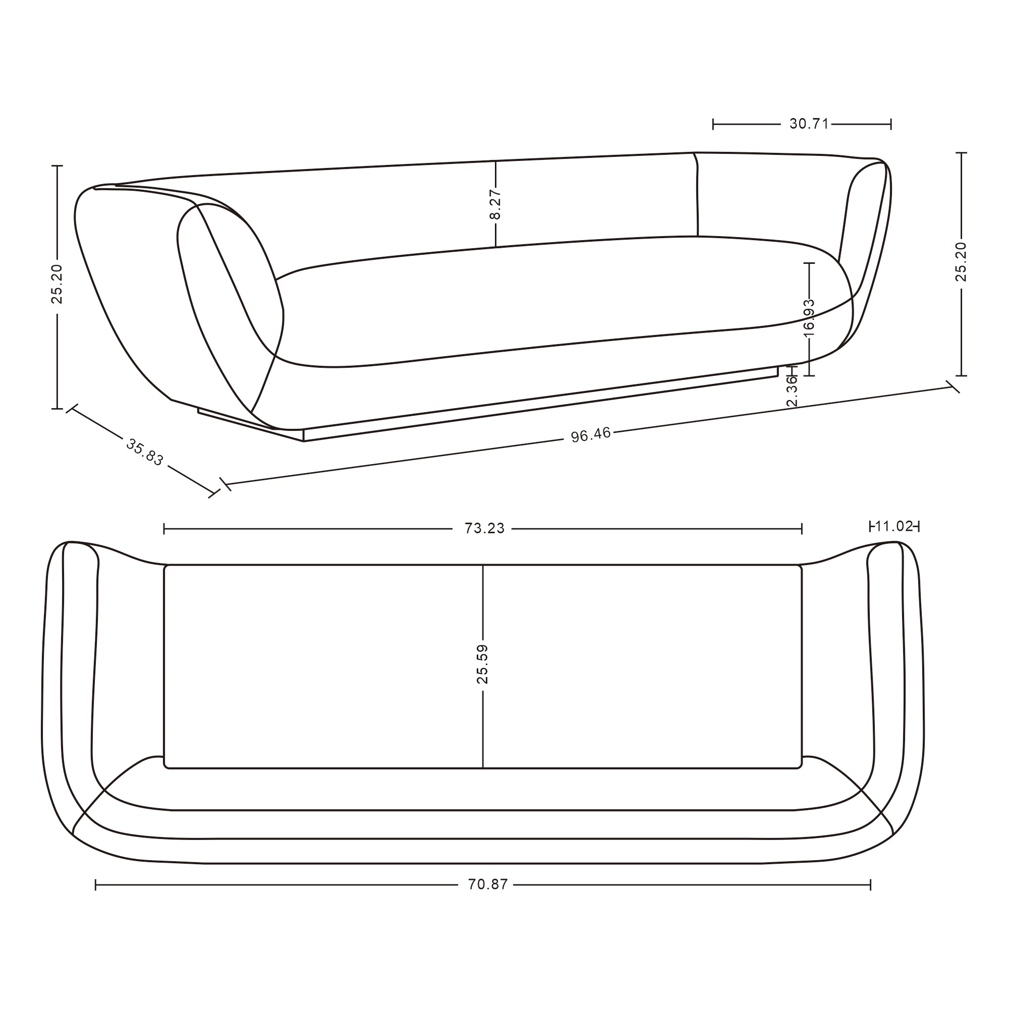 Manhattan Comfort SF011-CR Sofas-Loveseats - View #3