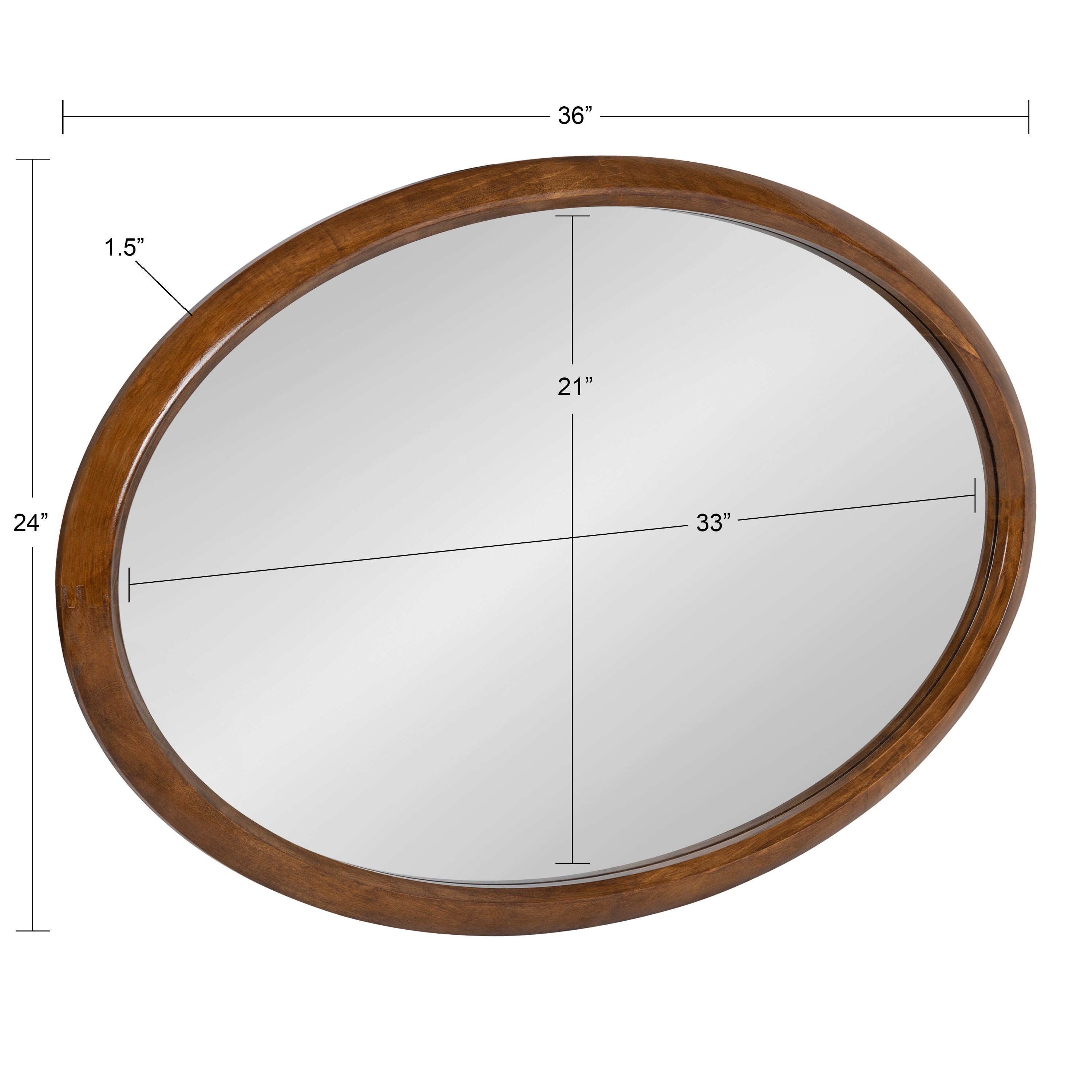 Kate and Laurel Pao 24-in W x 36-in H Oval Walnut Brown Framed