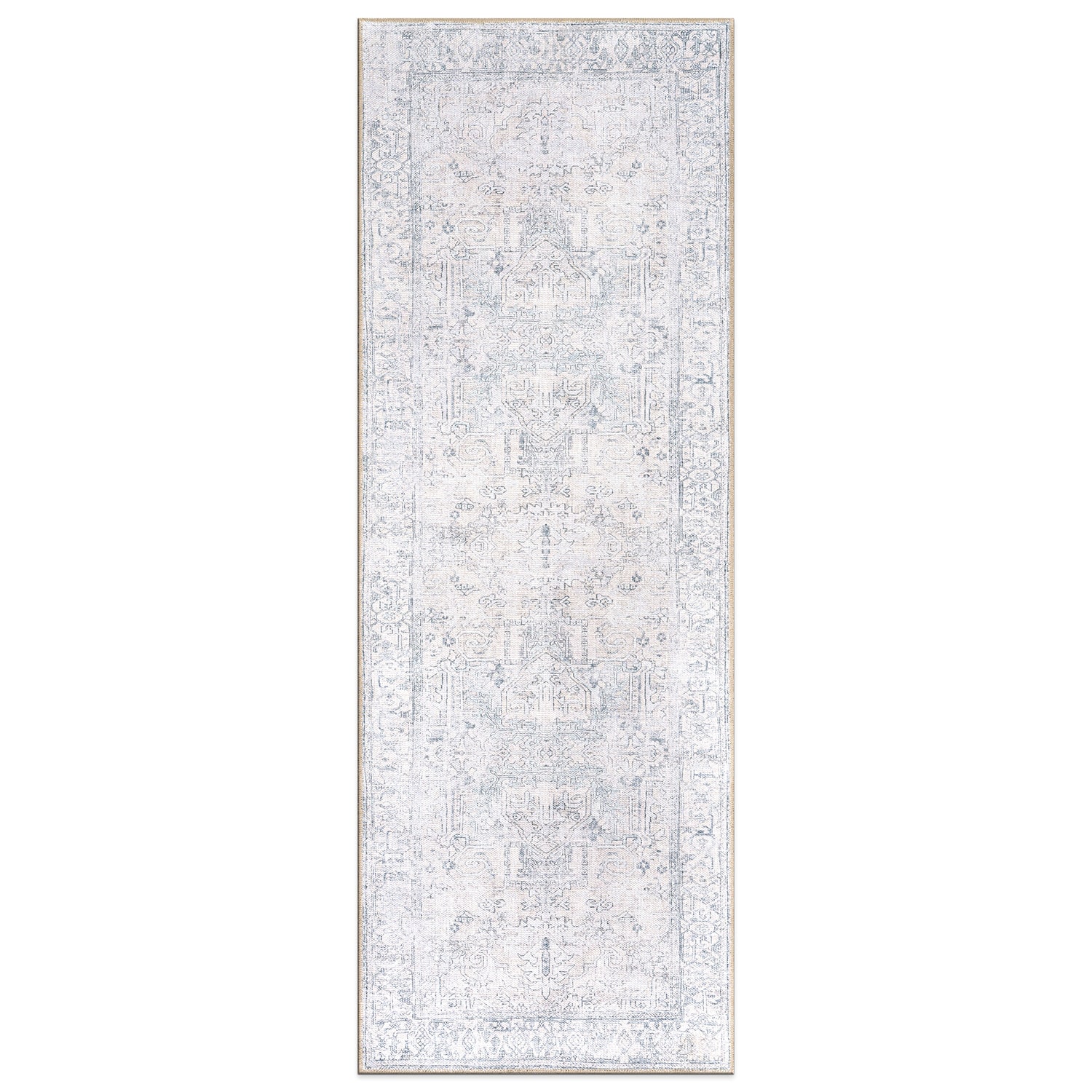 World Rug Gallery 6031BLUE2X10 2 x 10 (ft) Loomed Polyester Blue Rectangular Indoor Oriental Machine washable Area rug