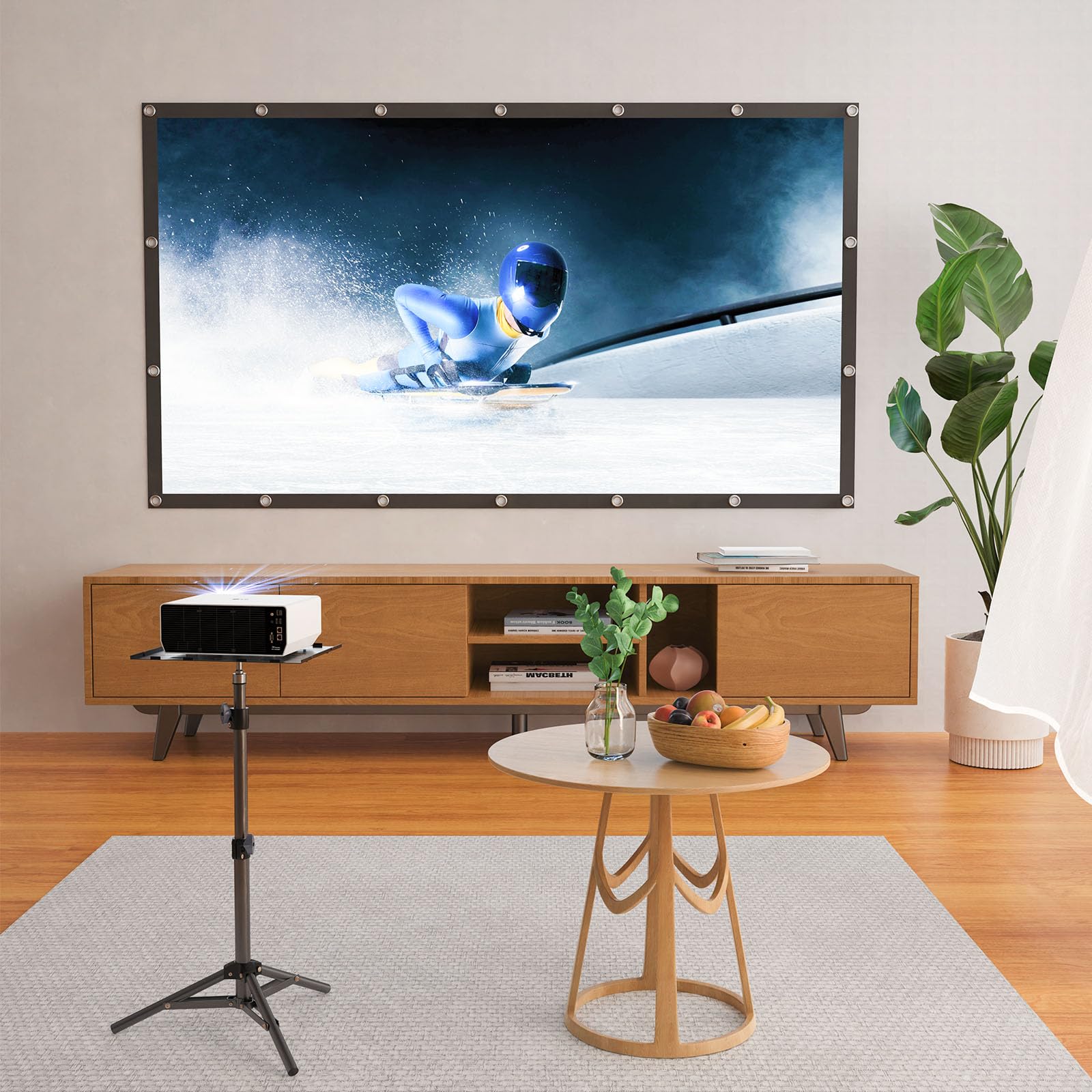 Afoxsos Projector Stand Tripod Foldable Portable Floor Mount Adjustable ...