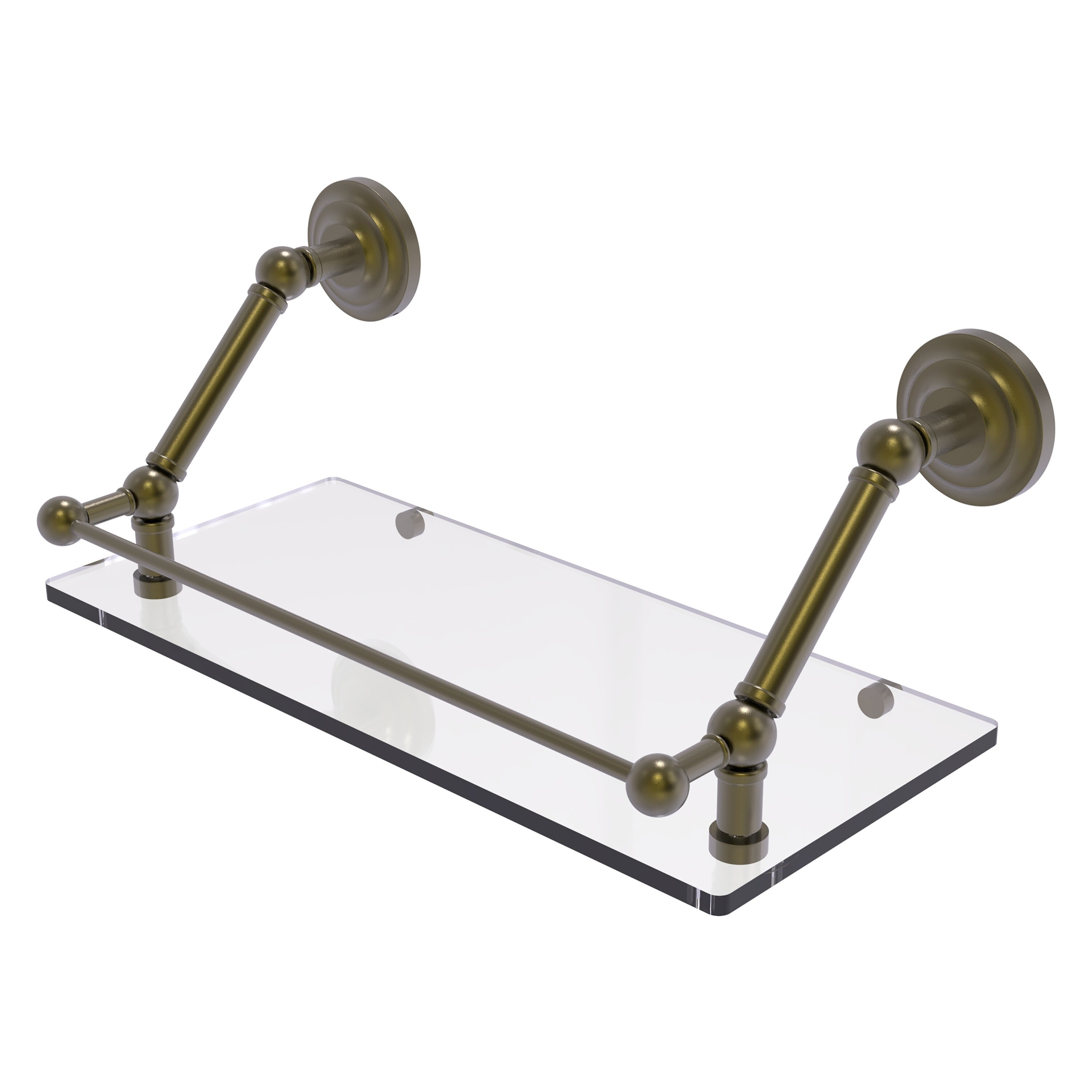Allied Brass PQN-1-18-GAL-ABR Prestige Que New Antique Brass Wall mount Bathroom Shelf ( 18-in x 8-in x 8-in )