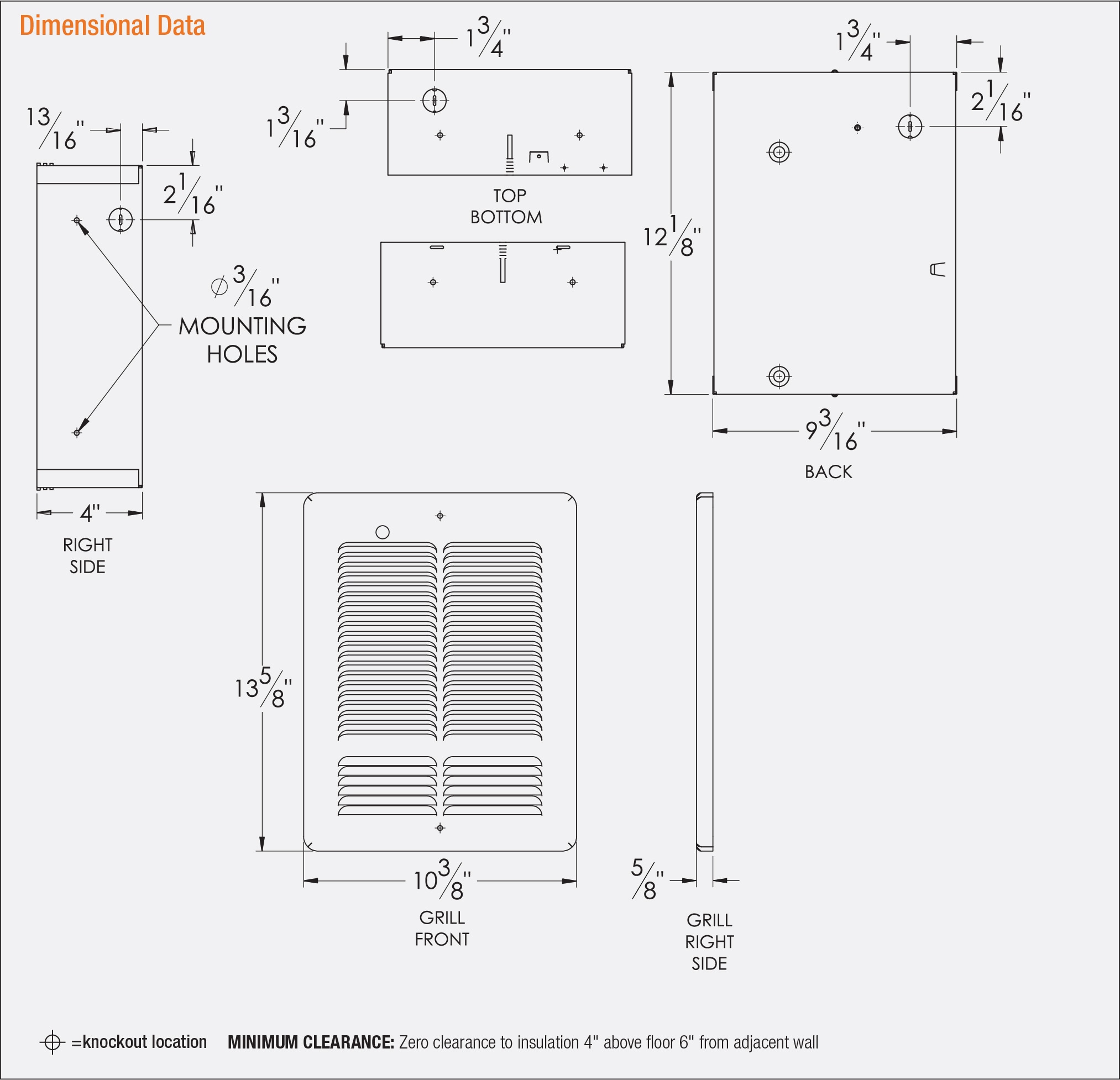 KING Up to 500-Watt 120-Volt Convection Heater (3.25-in L x 17-in H Grille)  at