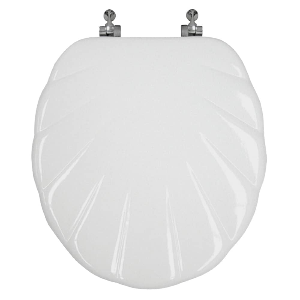 Design Trends 00135 Scallop Wood White Round Toilet Seat