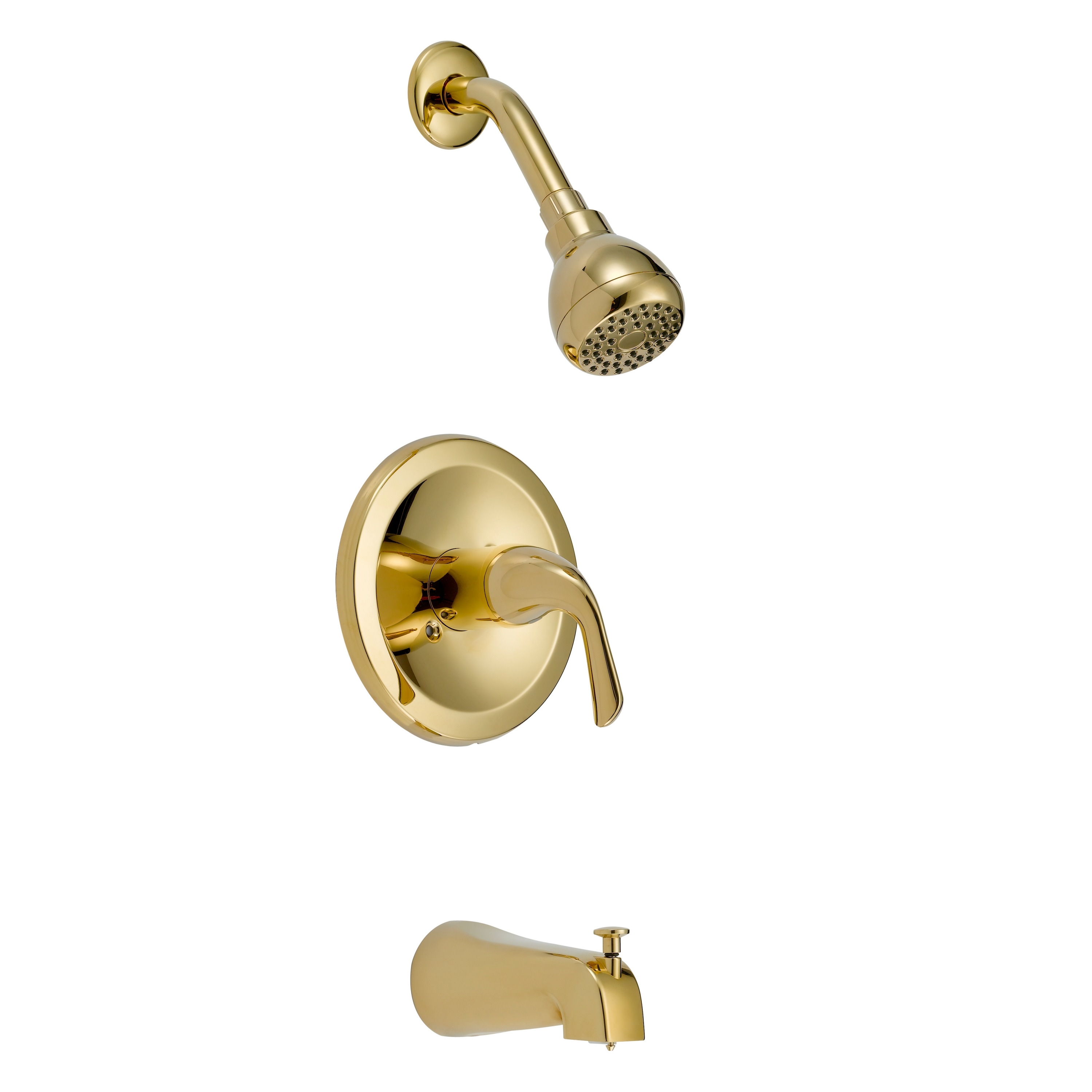 Project Source F11A4503YP Dover Brass 1-handle Single function 2.75-in Round Bathtub and shower Faucet with Valve