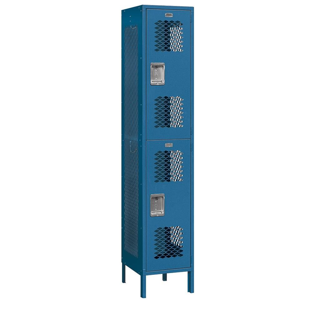 SALSBURY INDUSTRIES 82168BL-U Vented Metal Locker-Five Tier Box Style-1 Wide-5 -ft High-15-in Deep-Gray-Unassembled