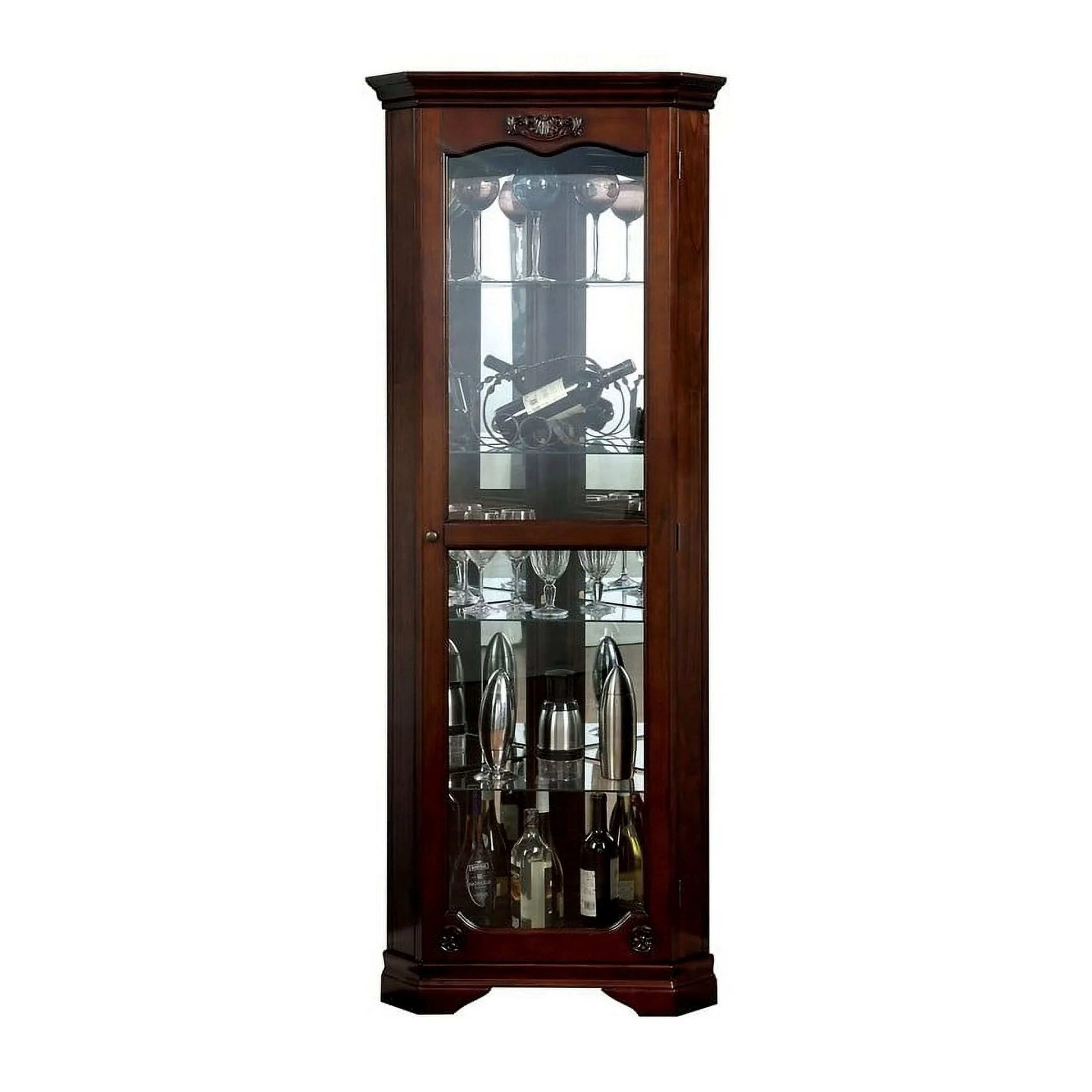Benzara BM312149 Contemporary/Modern Brown Curio cabinet with Wine Storage
