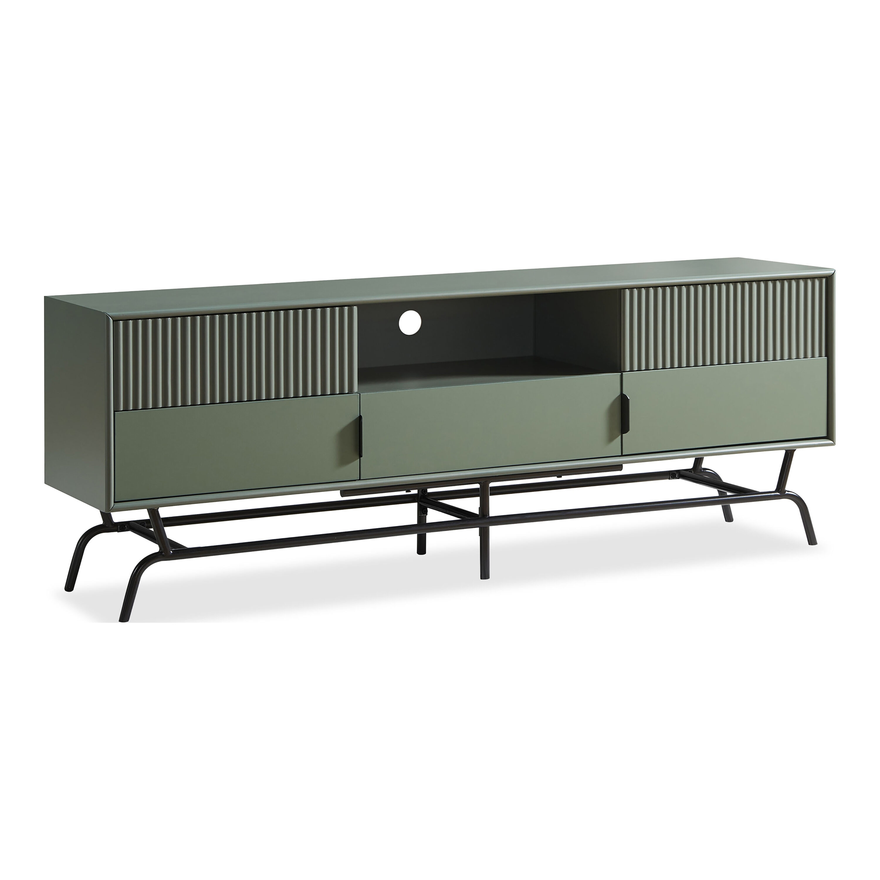 Sage Green MDF and Wood TV Stand with Cabinet and Drawers