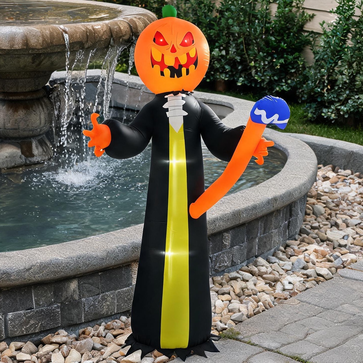 chillscreamni Black Polyester Cloth Halloween for Outdoor Space with Storage and LED Lighting