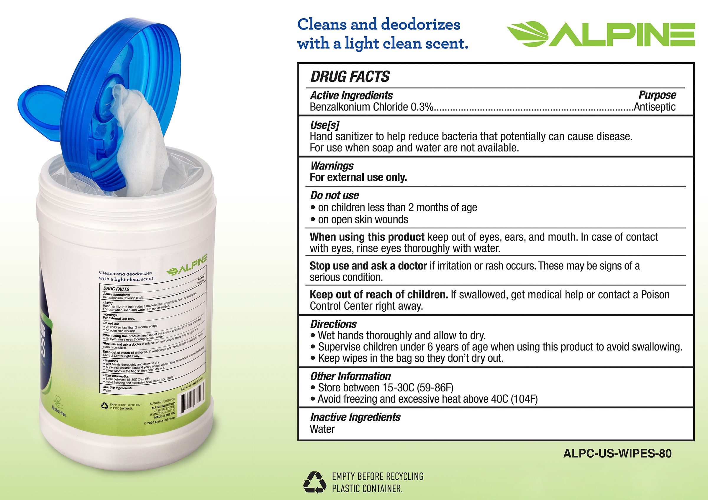 Alpine Industries C-US-WIPES-80-10P All-Purpose-Cleaners - View #7