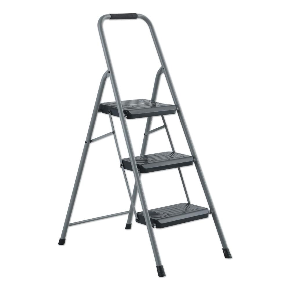 Louisville 3 Step 200 Lb Capacity Gray Steel Foldable Step Stool At   14844781 