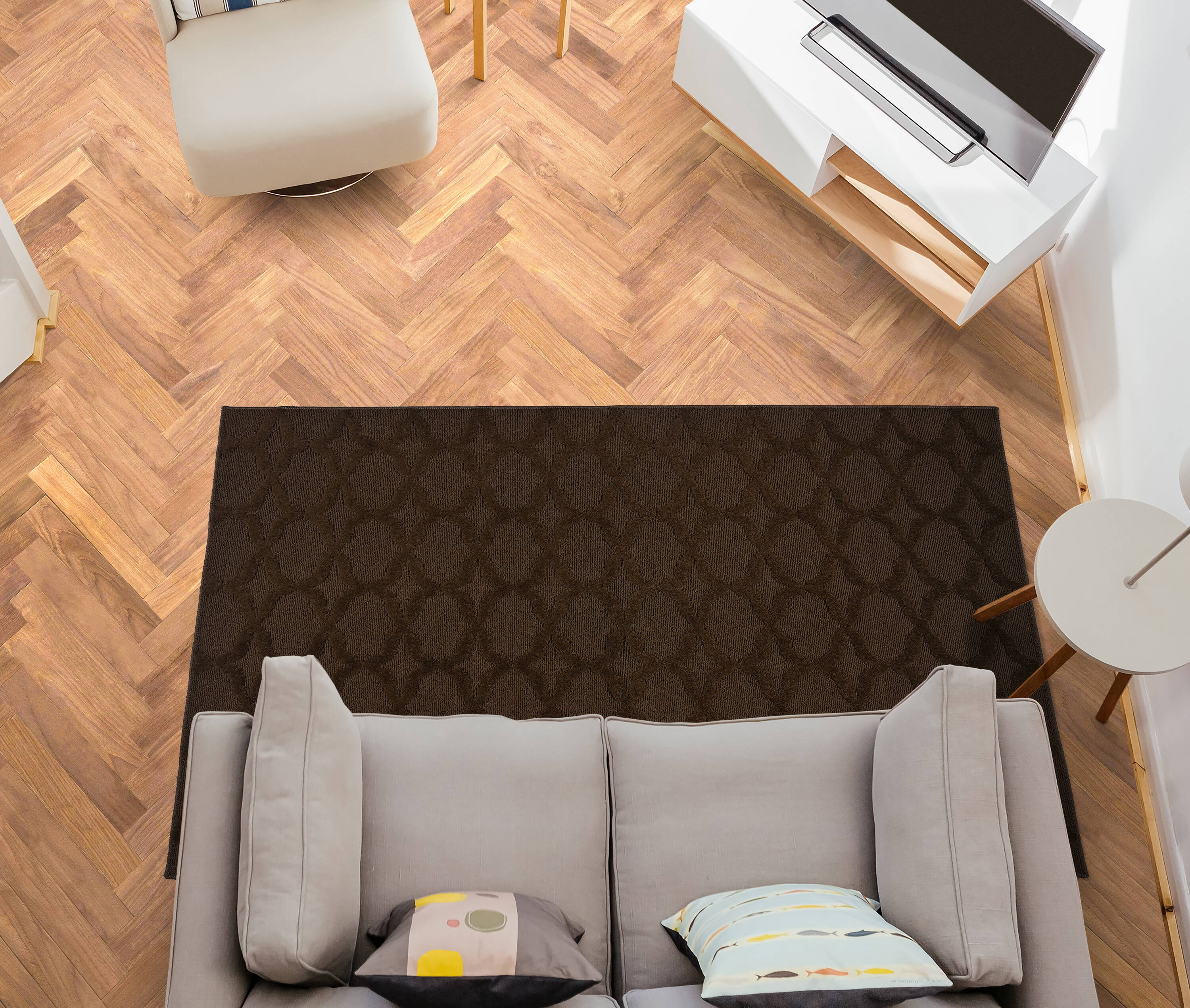 Garland Rug CL100N09011404 Sparta 7 x 9 (ft) Tufted Polypropylene Mocha Rectangular Indoor Geometric Farmhouse/Cottage Area rug