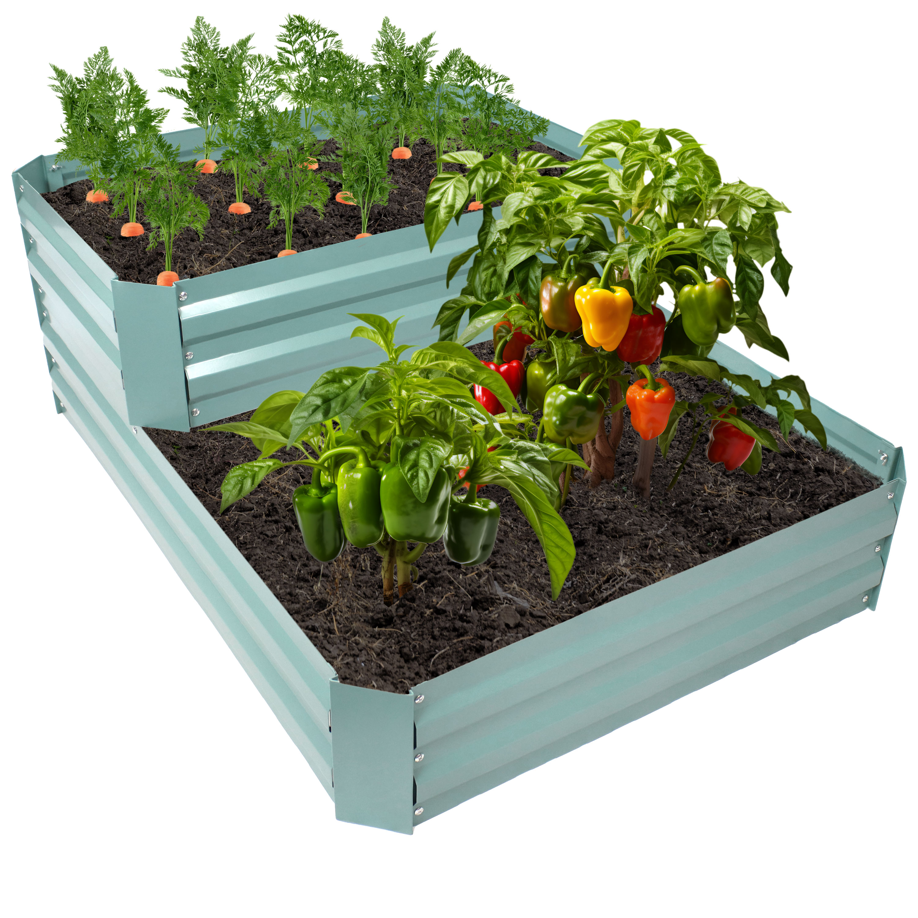 Sunnydaze Decor NPH-502 47-in W x 34.5-in L x 17.5-in H Elevated Green Galvanized Metal Raised Garden Bed