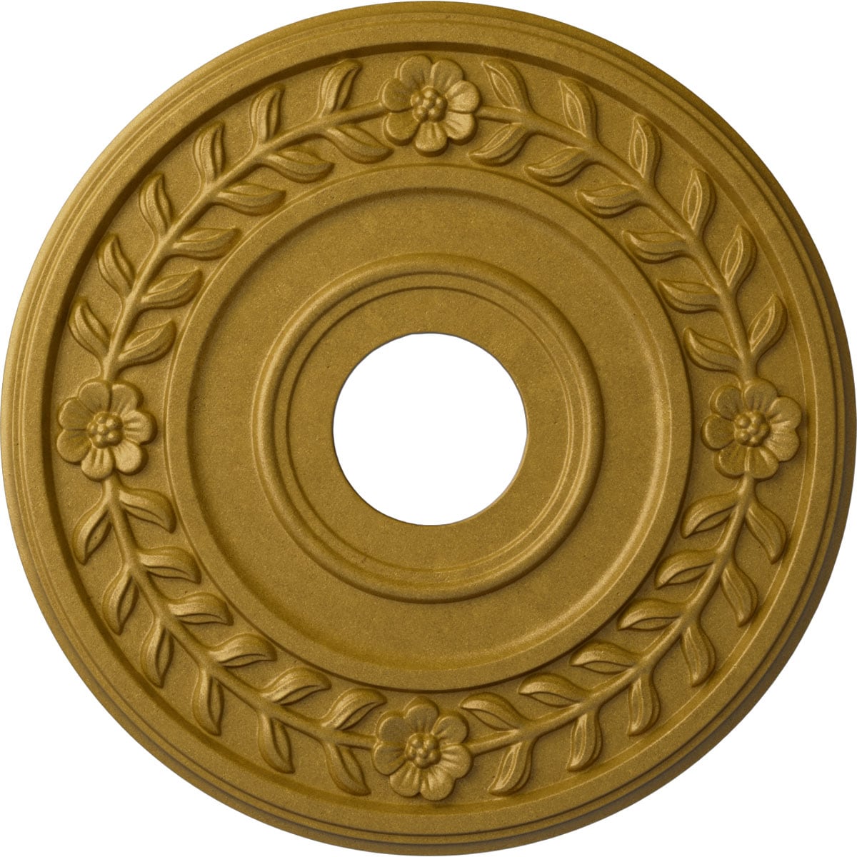 Ekena Millwork CM16WRPGS Wreath 16.25-in W x 16.25-in L Painted Pharaohs Gold Polyurethane Whole Ceiling Medallion