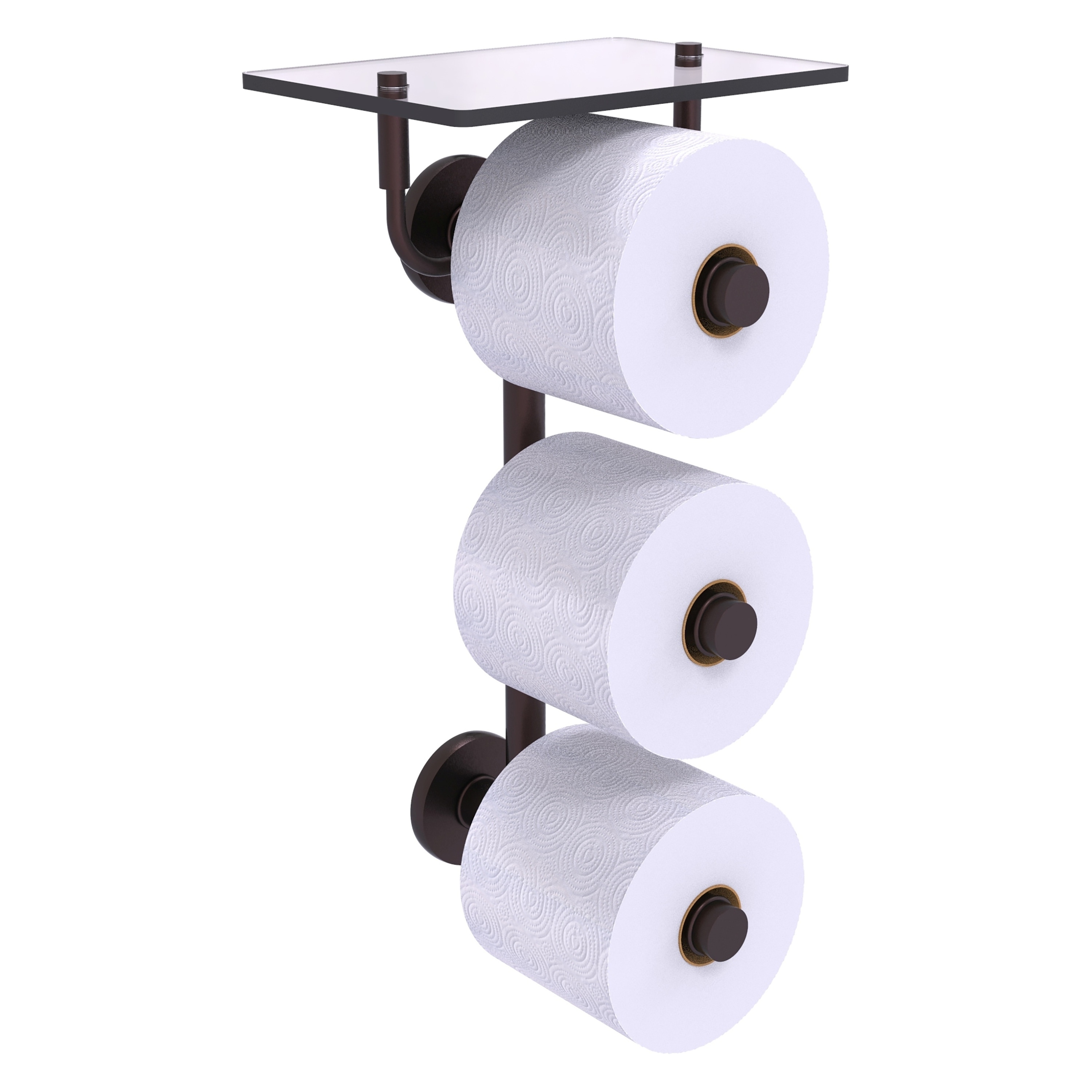 Allied Brass P1000-35-3VS-ABZ Prestige Skyline Antique Bronze Wall mount Double post Toilet Paper Holder 3 -Rolls with Storage
