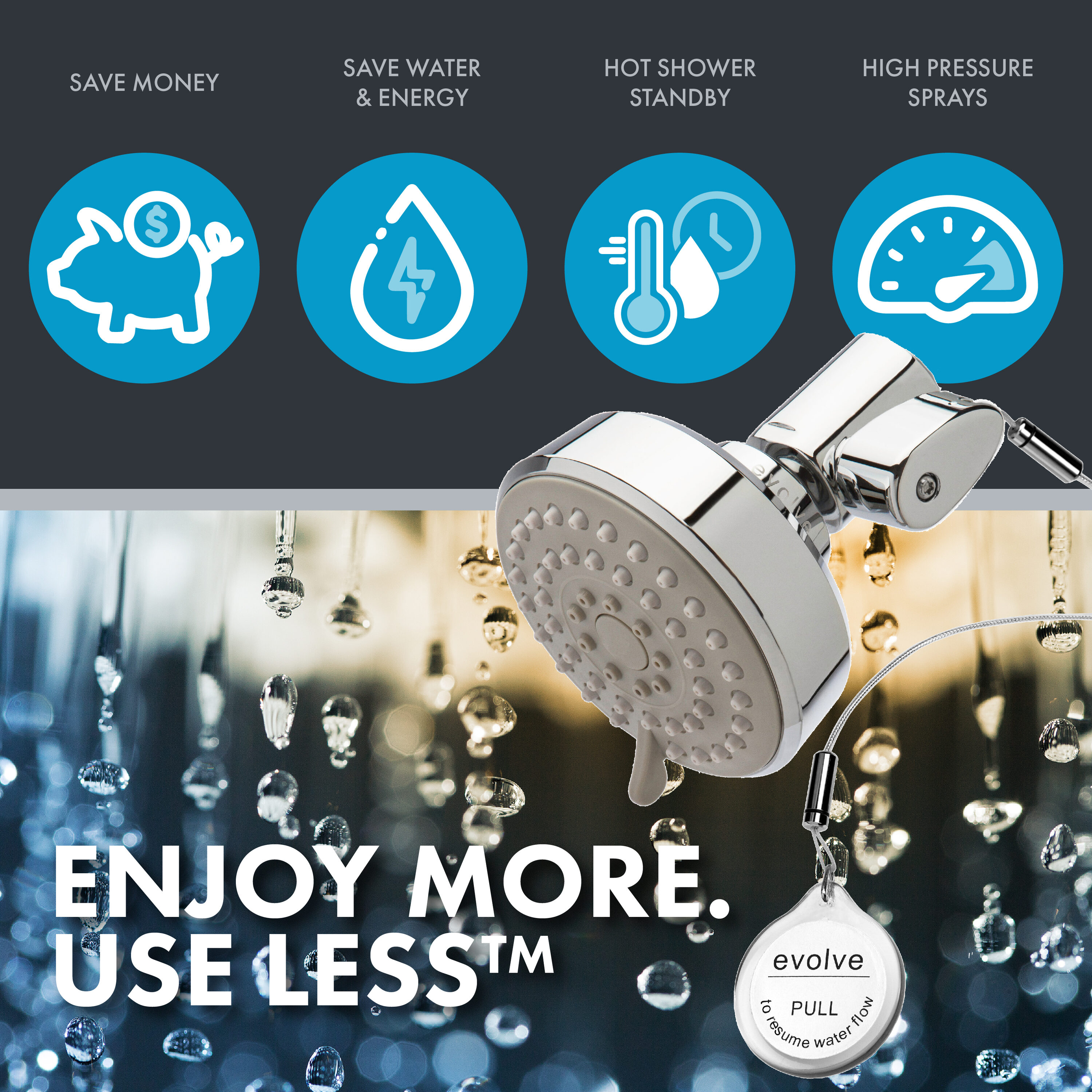 Evolve EV3011-CP125-SB Fixed-Showerhead - View #3