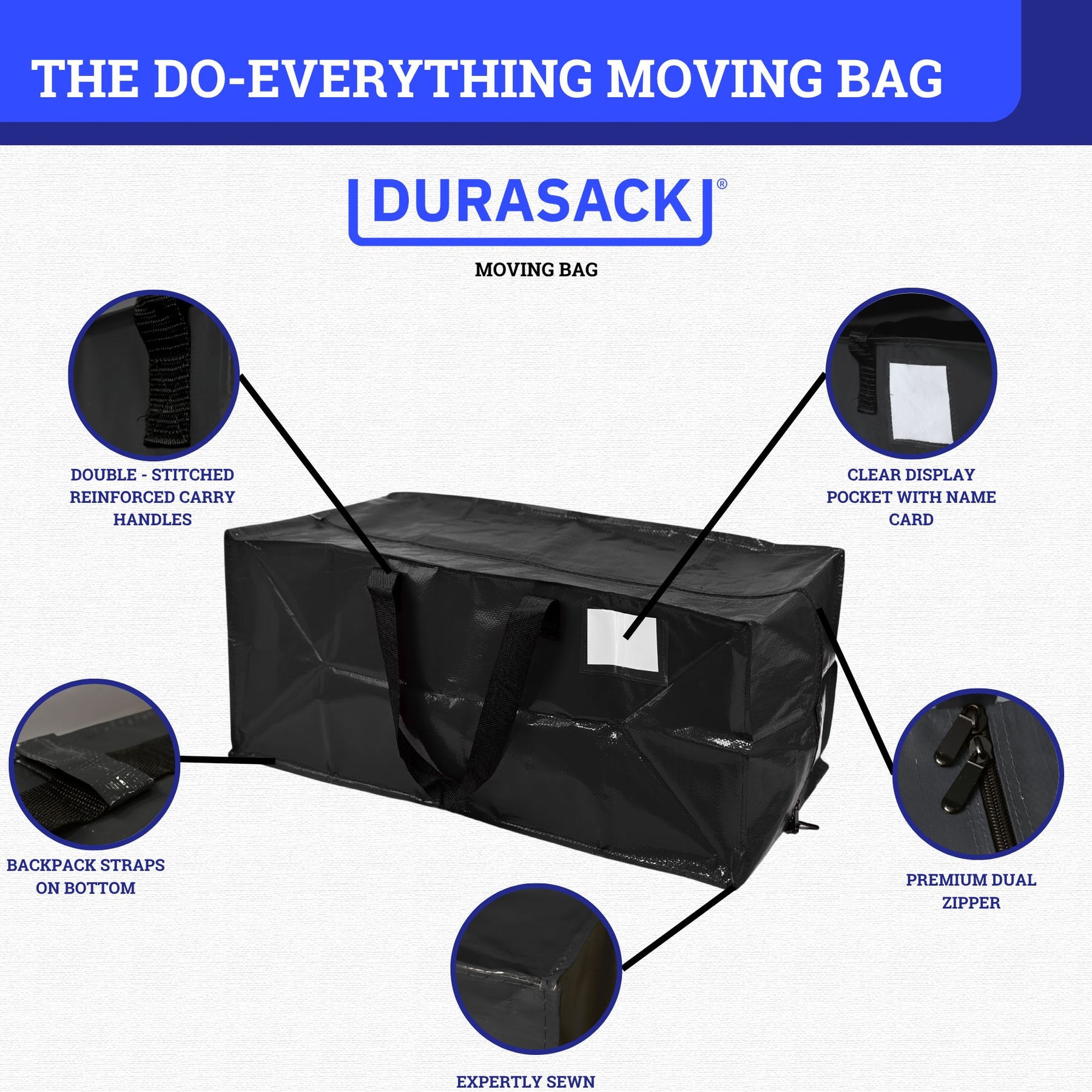 DuraSack 4 -Count Large Heavy Duty Black Moving Bag ( 13-in H x 29