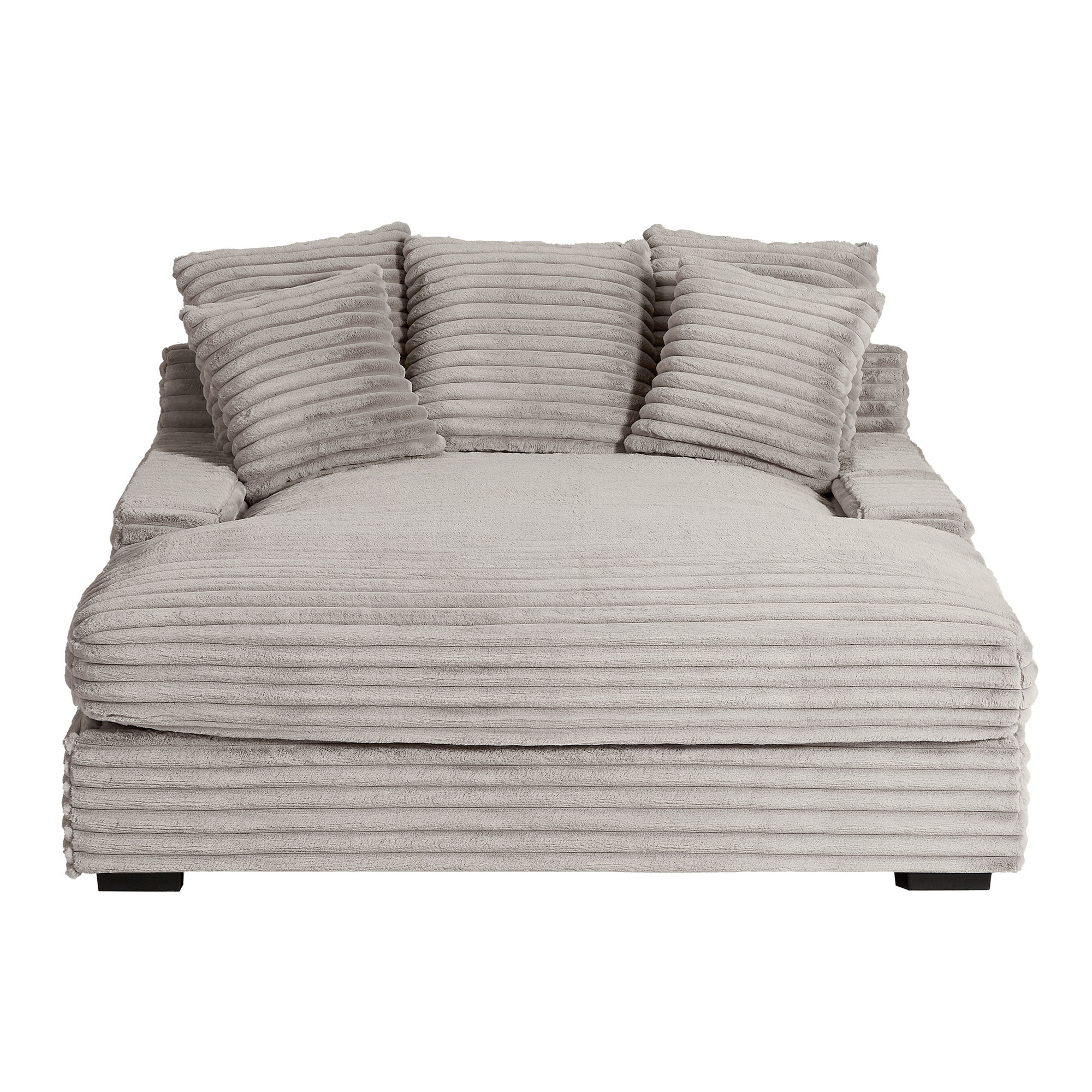 Rbied YNA-007 63-in L Corduroy Sleeper Sofa with 5 Pillows and Deep Seat for 1–2 People