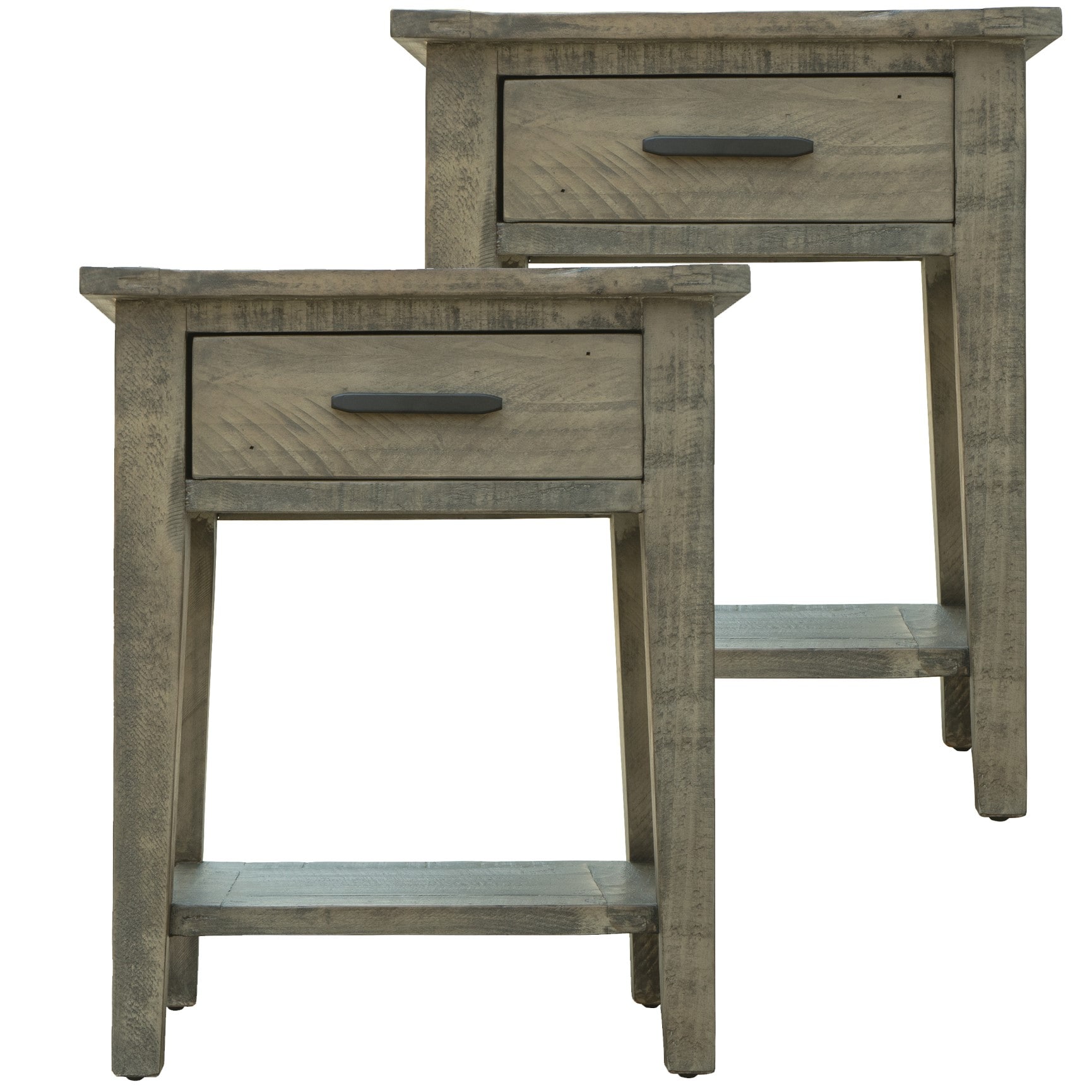 AndMakers TW-B-LT-2-LA Ashford 20.1-in W x 24.4-in H Grey Wood Modern End Table with Storage Fully Assembled