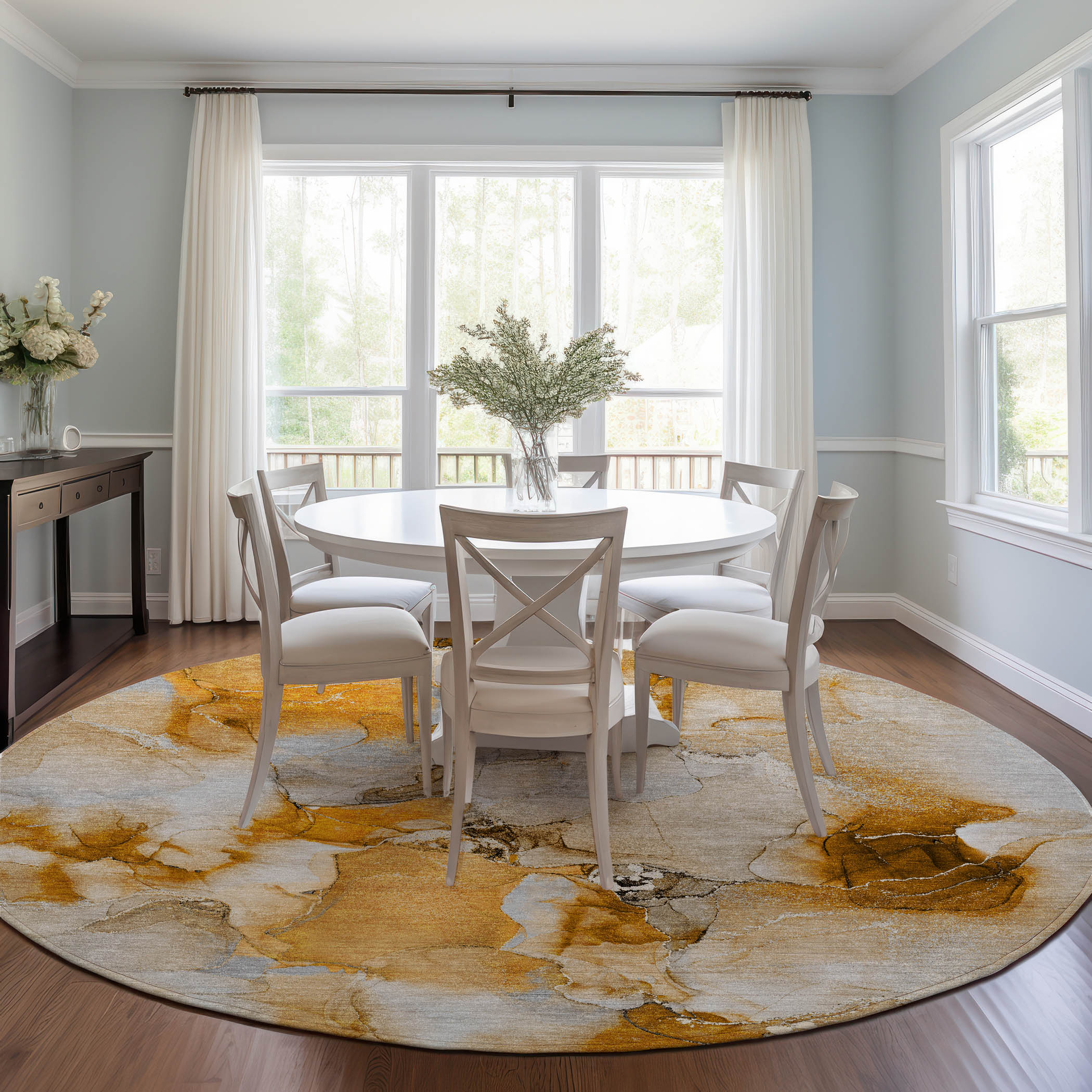 Addison Rugs ACN526OR8RO Chantille ACN526OR 8 x 8 (ft) Polyester Orange Round Indoor/Outdoor Abstract Machine washable Area rug