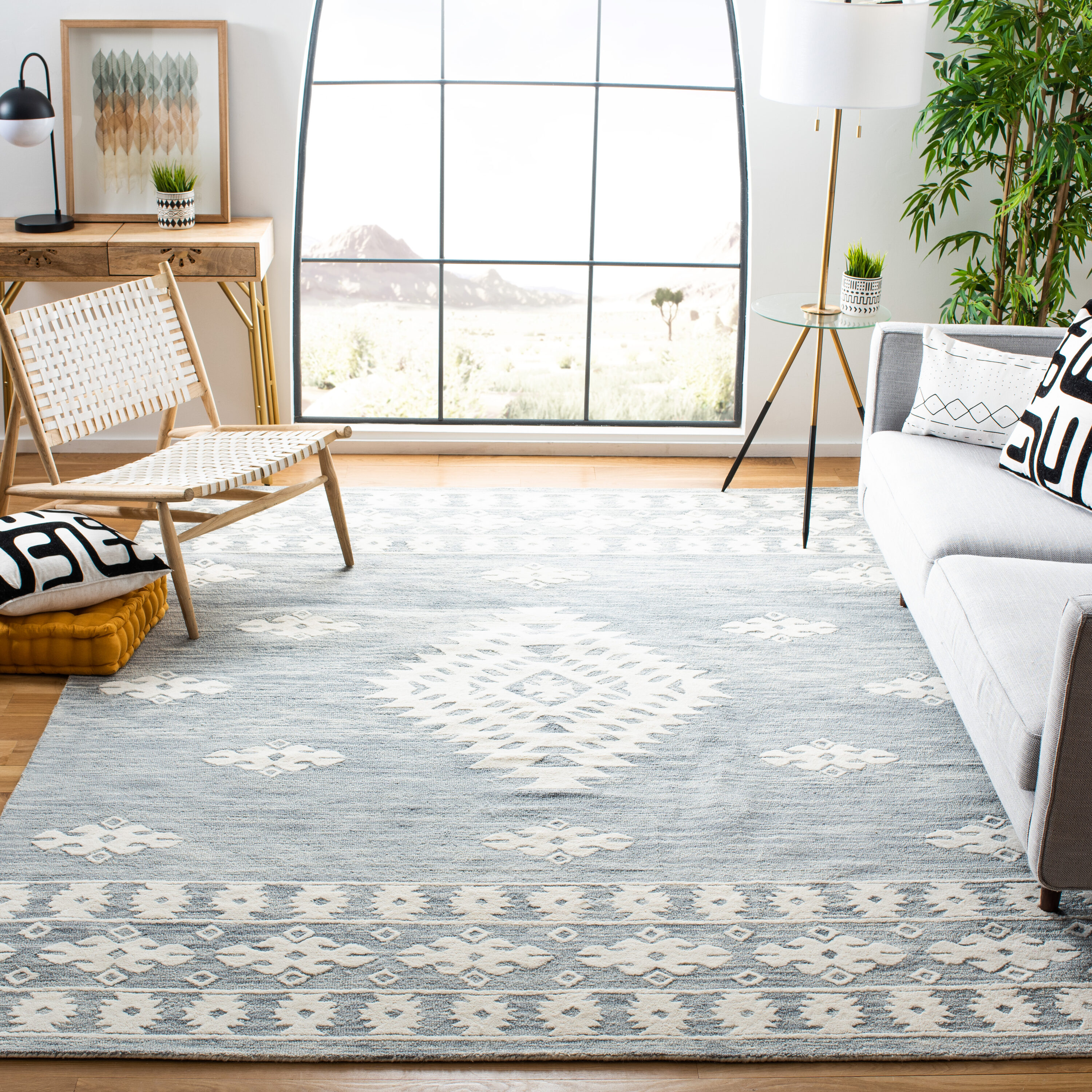  Aspen 550 Light Gray/Ivory Bohemian 8ft x 10ft Large Rectangle Rug