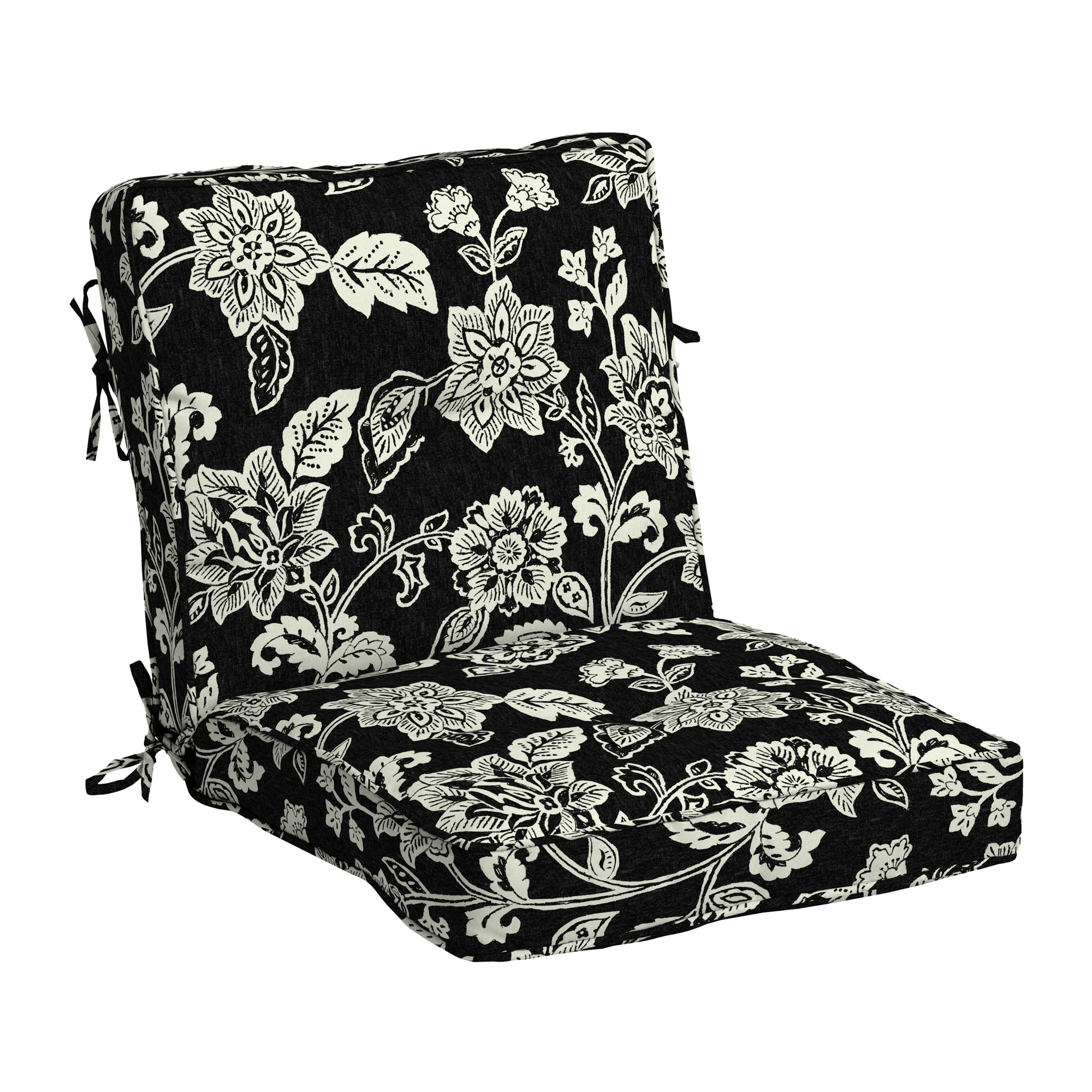 ARDEN TH19587B-D9Z1 Plush Polyfill 20-in x 21-in Ashland Black Jacobean Patio chair cushion
