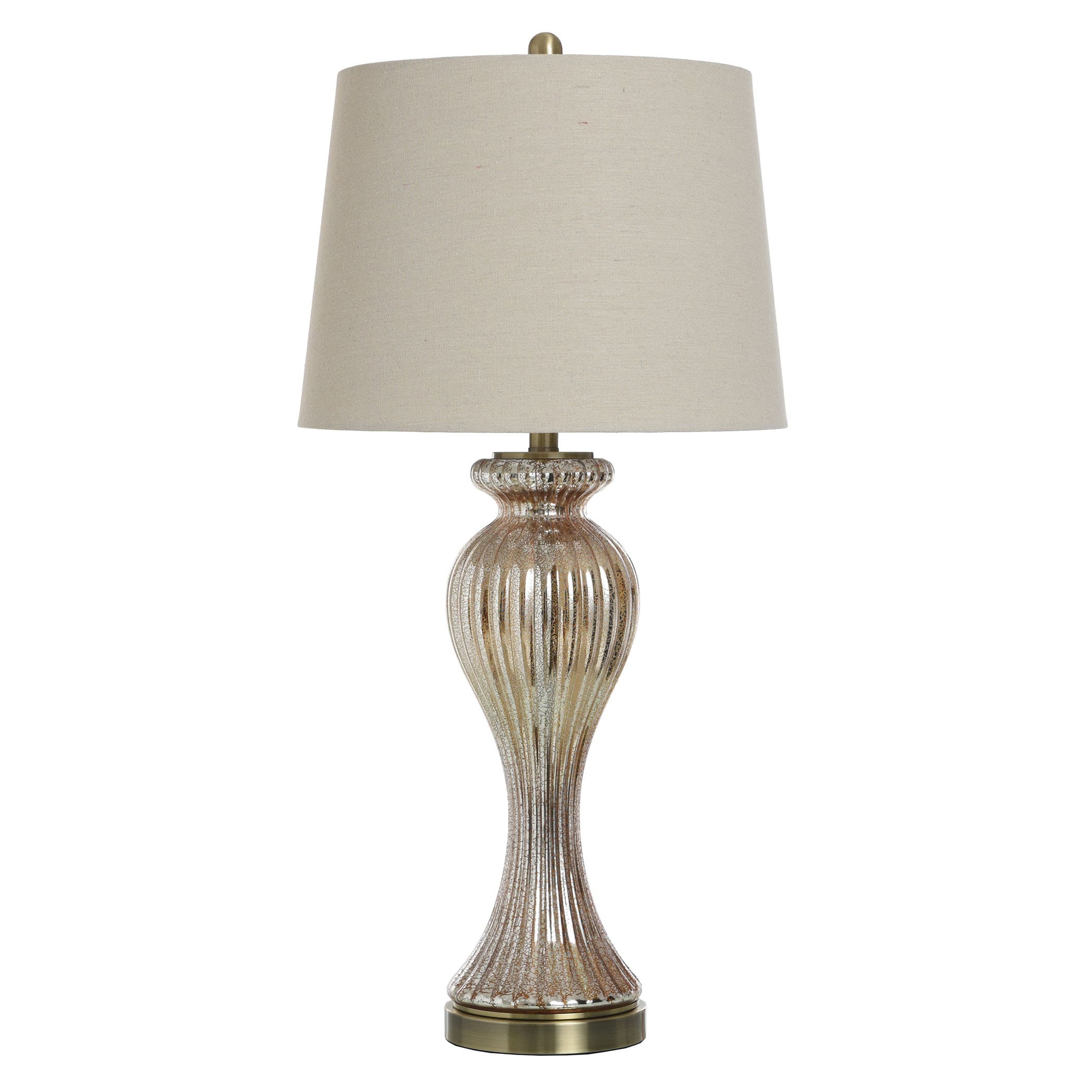StyleCraft Home Collection L312249DS 32-in Glimmer Bronze 3-Way Table Lamp with Fabric Shade