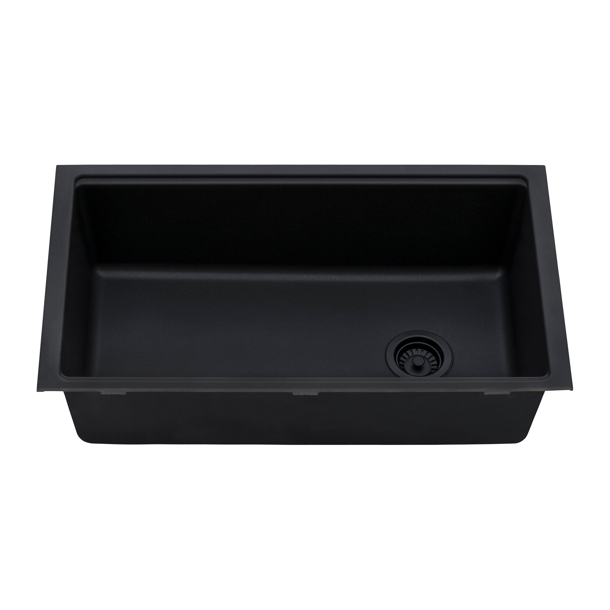 Midnight Black Granite Composite Drop-in Kitchen Sink with Workstation