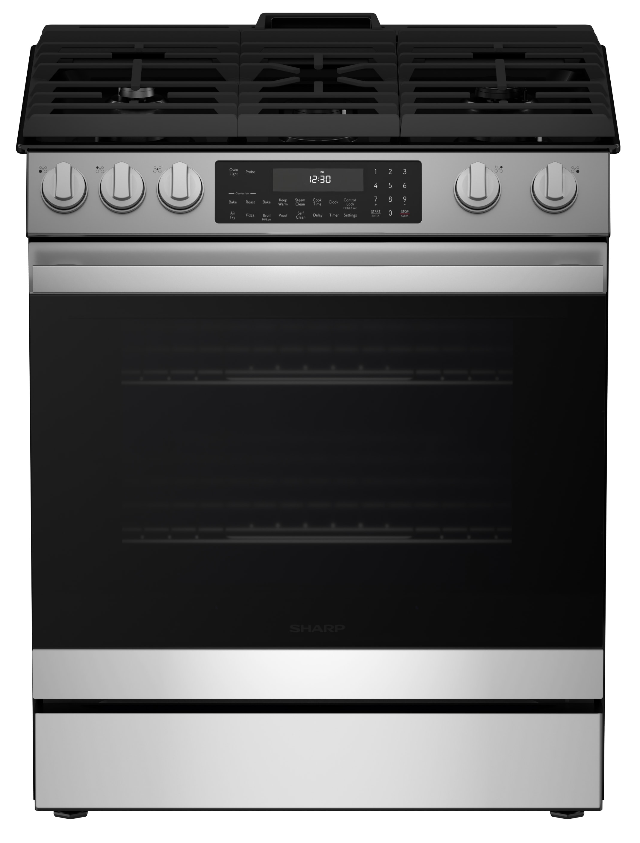 Sharp SSG3061JS 30-in 5 burners 6.1-cu ft Air Fry Convection Oven Slide-In Natural Gas Range ( Stainless Steel )
