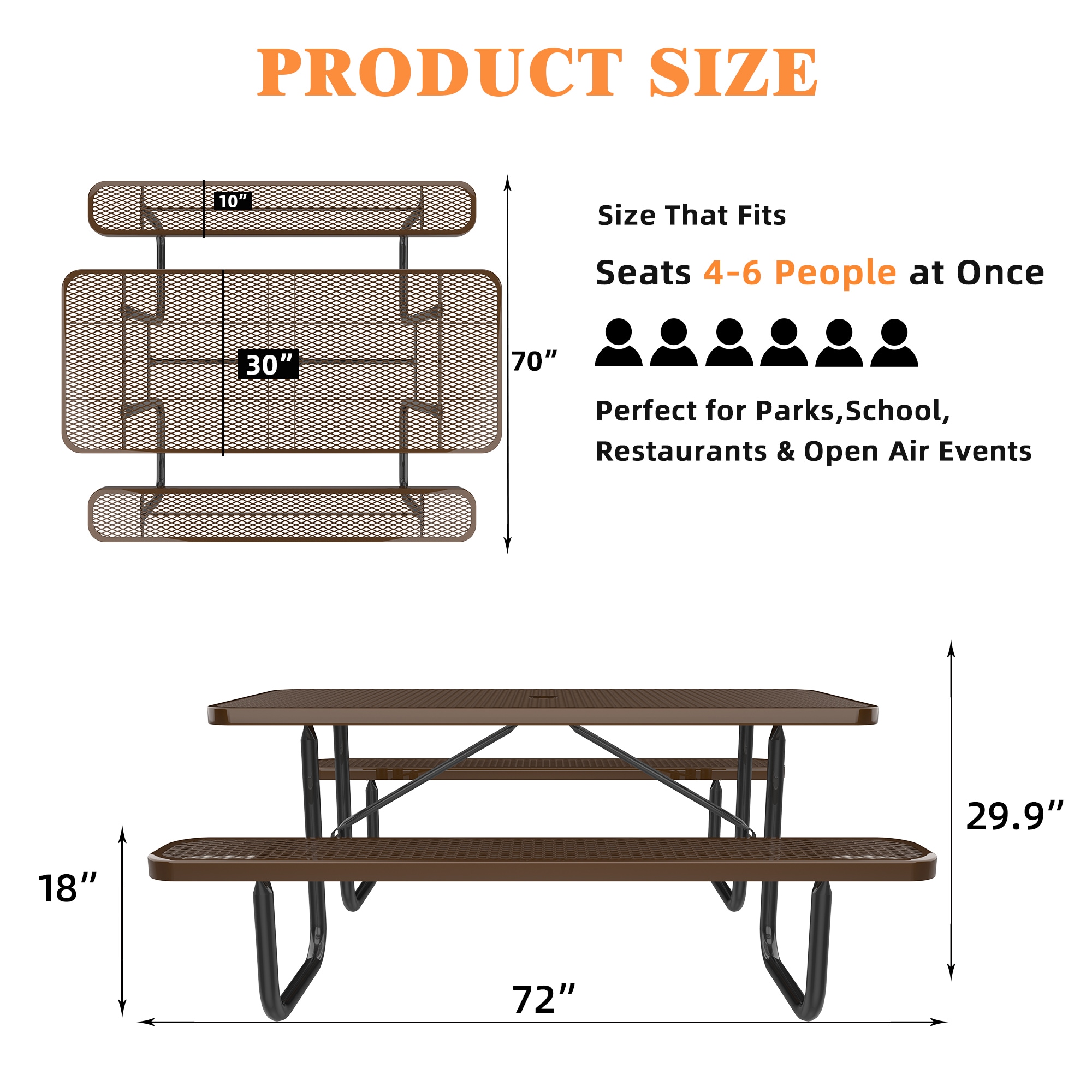 SINOFURN SYB740014BK Picnic-Tables - View #3