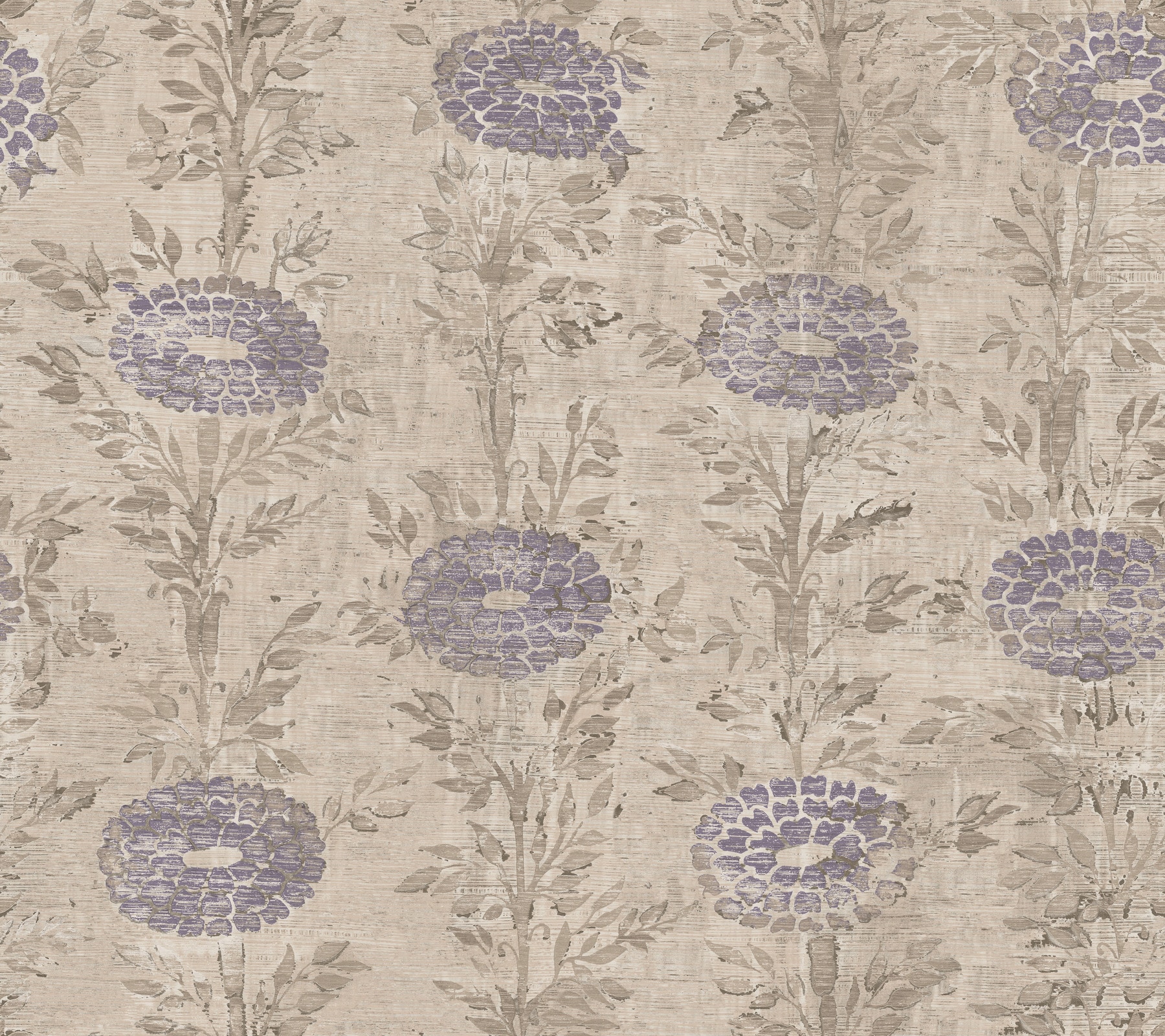 York Wallcoverings AF6518 Ronald Redding Designs Tea Garden 60.8-Sq. Feet Purple Non-woven Ivy/Vines Unpasted Wallpaper