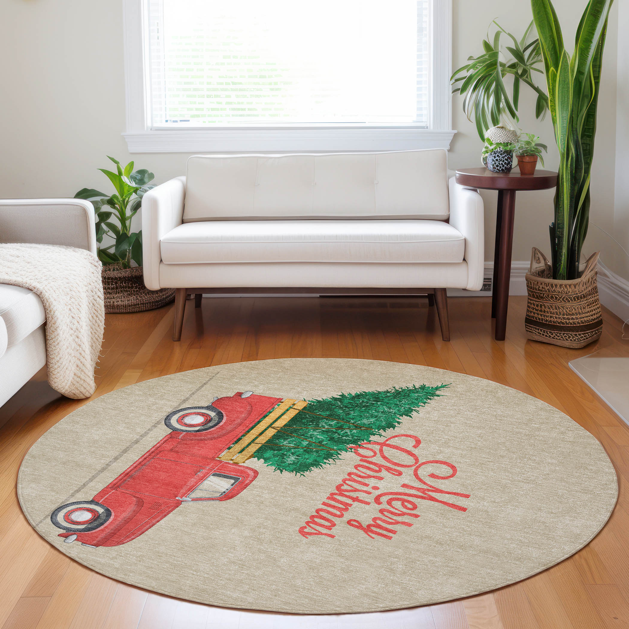 Addison Rugs AMF215RE8RO Mayfield AMF215RE 8 x 8 (ft) Loomed Polyester Red Round Indoor Abstract Machine washable Area rug