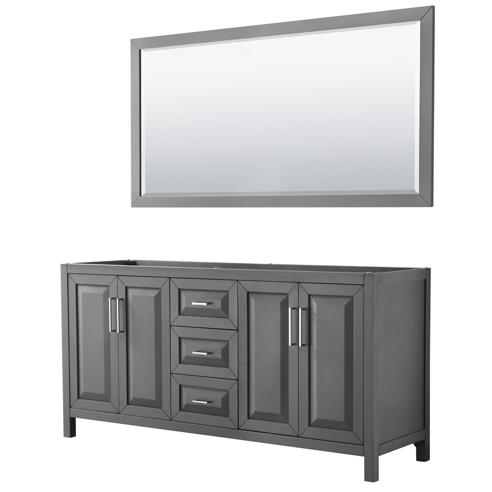 Wyndham Collection WCV252572DKGCXSXXM70 Daria 72-in Dark Gray with Polished Chrome Trim Bathroom Vanity Base Cabinet without Top (Mirror Included)