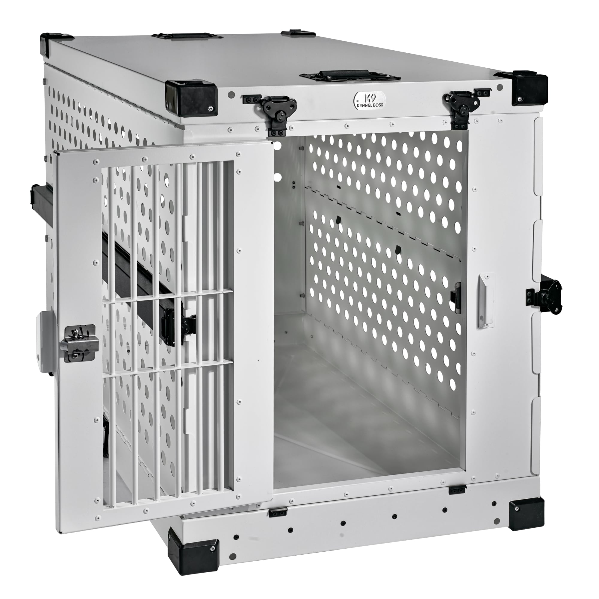 Large White Powder-Coated Aluminum Collapsible Dog Crate