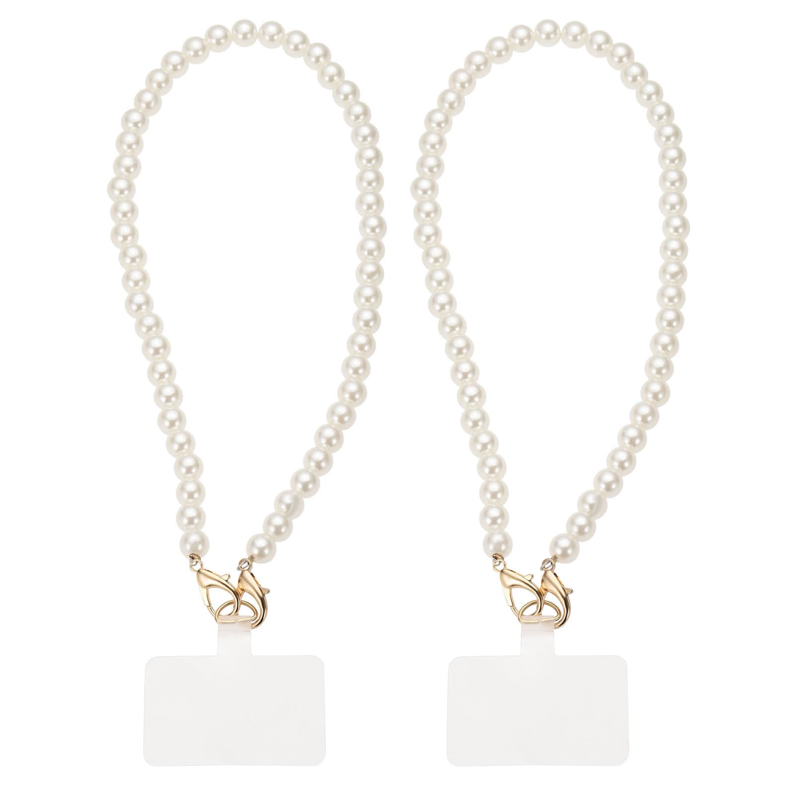Unique Bargains 2pcs Phone Wrist Strap 20 Inch Cellphone Pearl Chain with Tether Tabs and Gold Clasp Pearl Purse Chains Cellphone Lanyard Chain for Smart Phones #S26051400UX3765