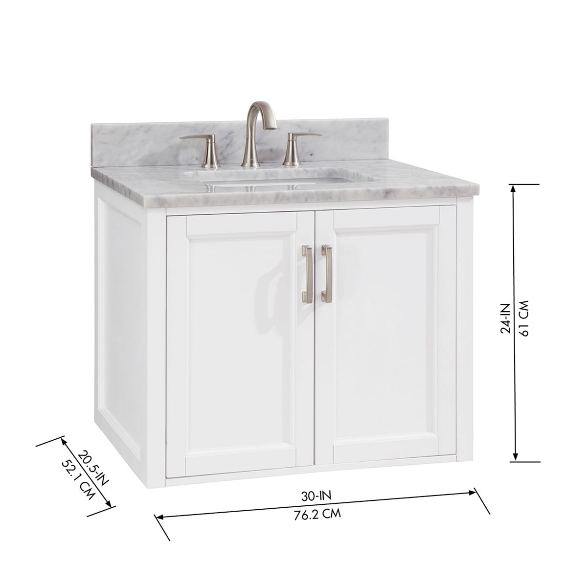 allen + roth Floating 30-in White Undermount Single Sink Floating ...