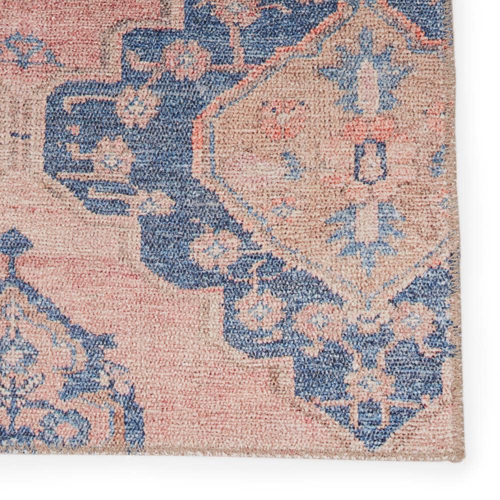 Kairos Blue and Pink Medallion Washable Runner Rug