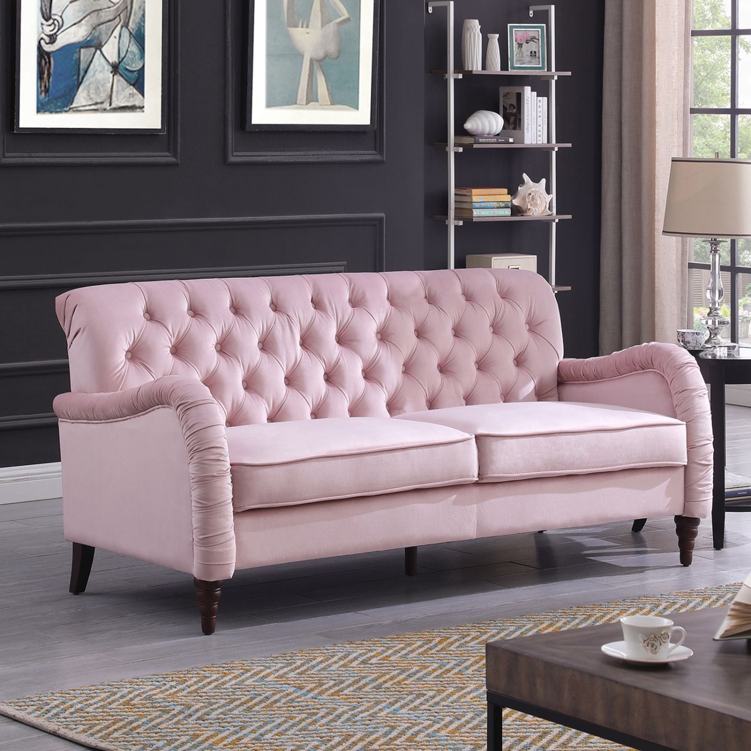 JASMODER W1099S00028 33.07-Inches Modern Pink Sofa