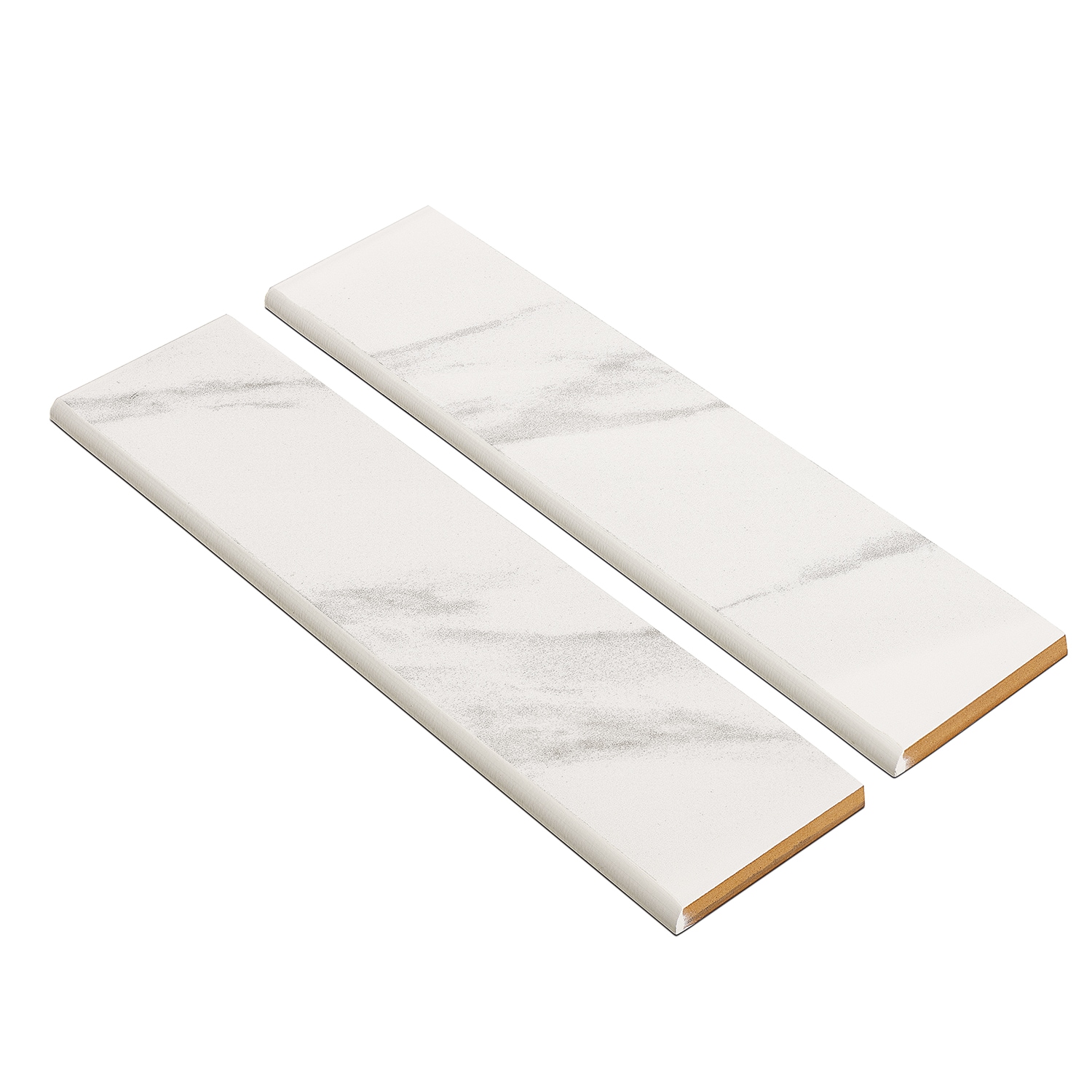 Style Selections Bianco Carrara 3in x 12in Ceramic Bullnose Tile (0.