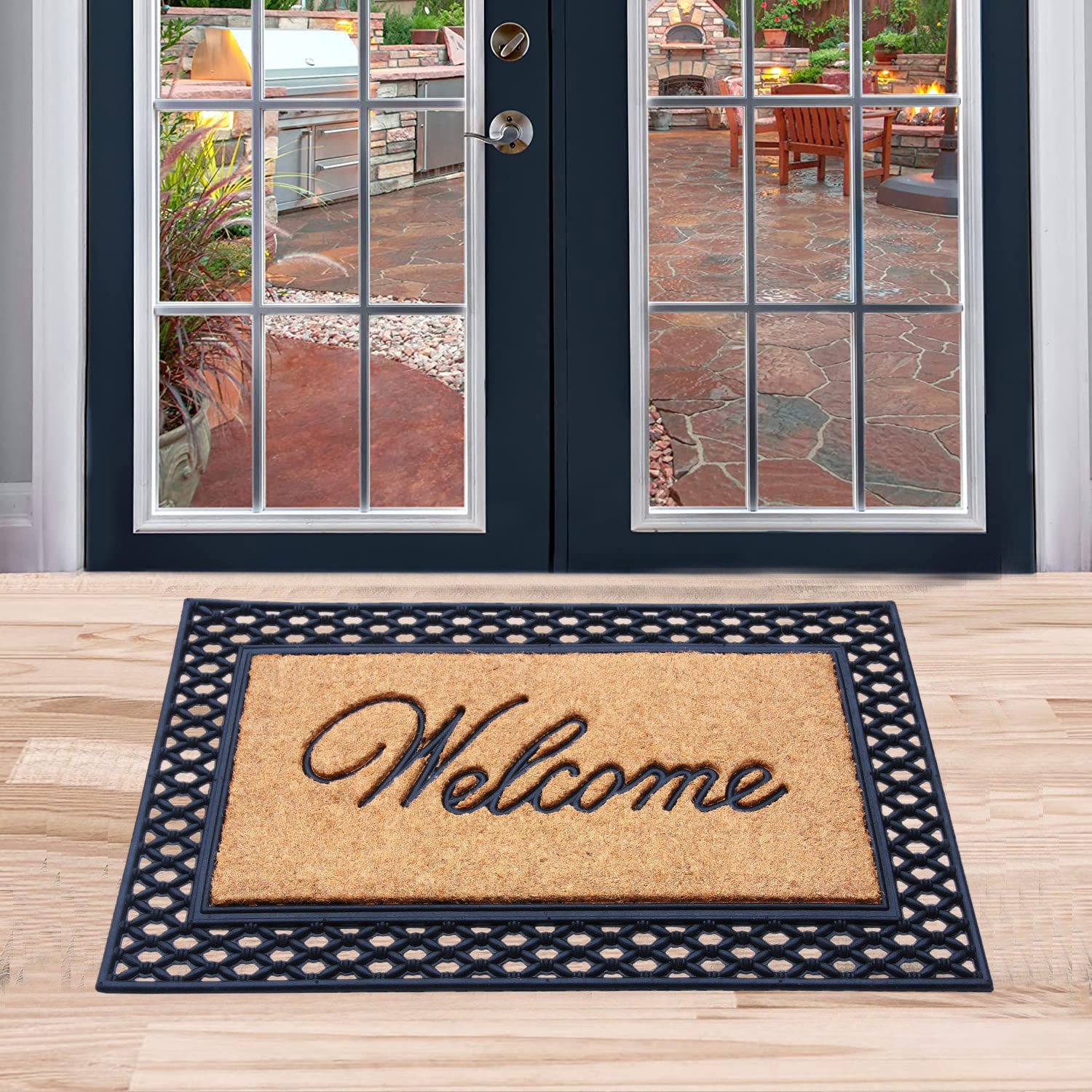 allen + roth 2-ft x 3-ft Multiple Colors/Finishes Half-round Outdoor Door  Mat in the Mats department at