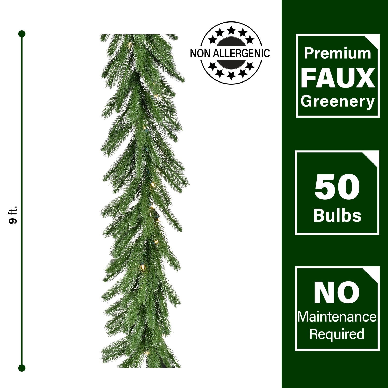 Fraser Hill Farm FFGF108GL-5GR Artificial-Christmas-Garland - View #2