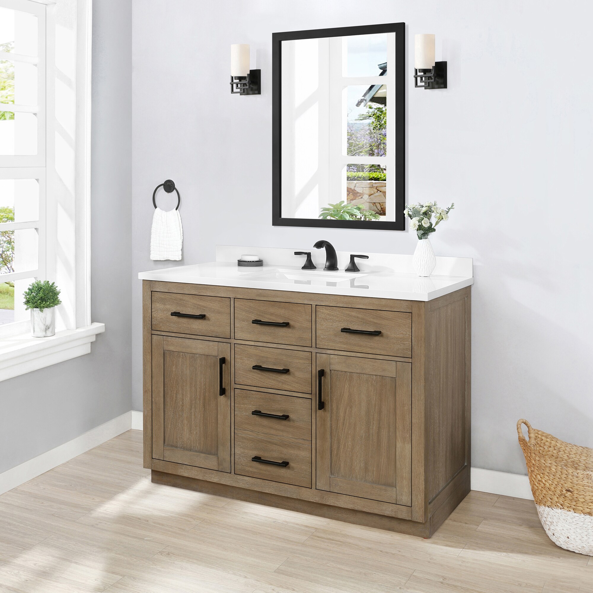 OVE Decors Bailey 48-in Driftwood Oak Undermount Single Sink Bathroom ...