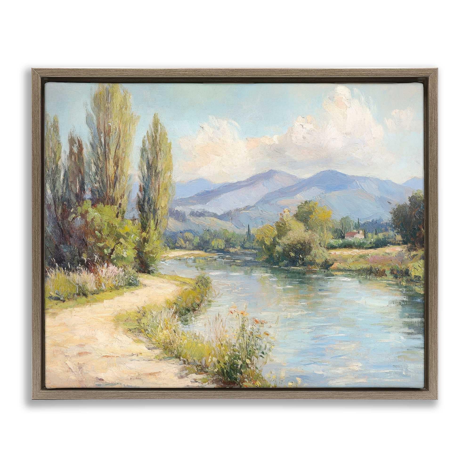 Stupell Industries BT-822-FFE-24X30 Along The Mountain River Brown Framed Floater Canvas Wall Art By Petal Prints Design 31 x 25