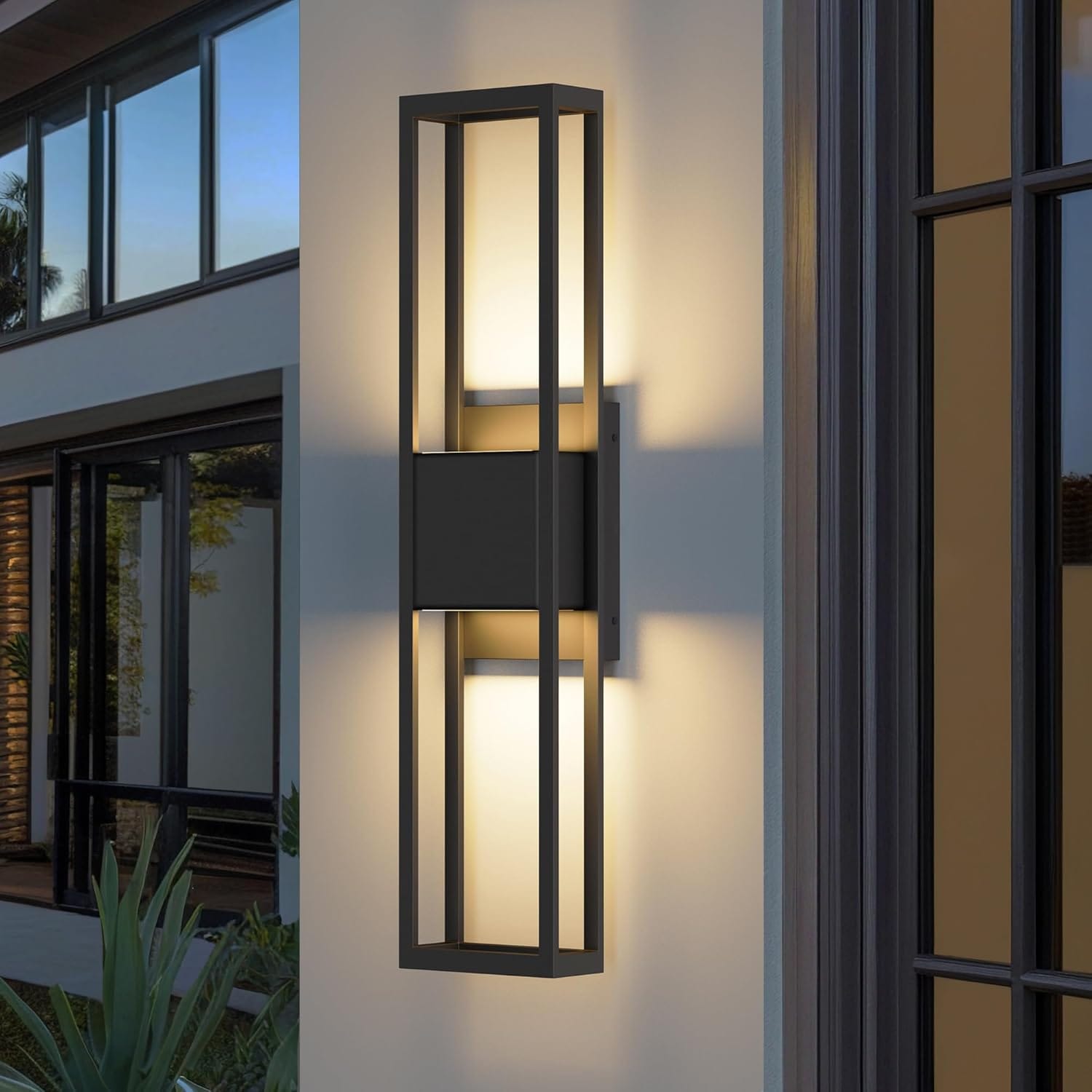 LamQee Outdoor Wall Lights 27.5-in H Matte Black Hardwired Integrated LED Outdoor Wall Light