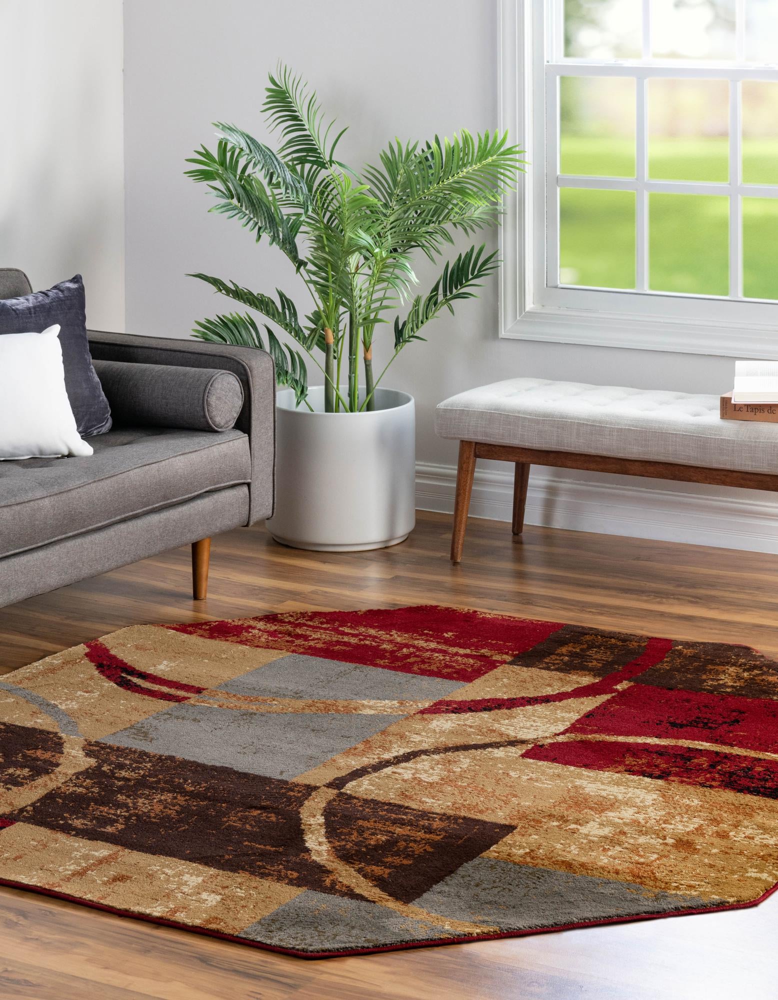 Unique Loom 3200616 Barista 8 x 8 (ft) Loomed Polypropylene Multi Octagonal Indoor Geometric Area rug