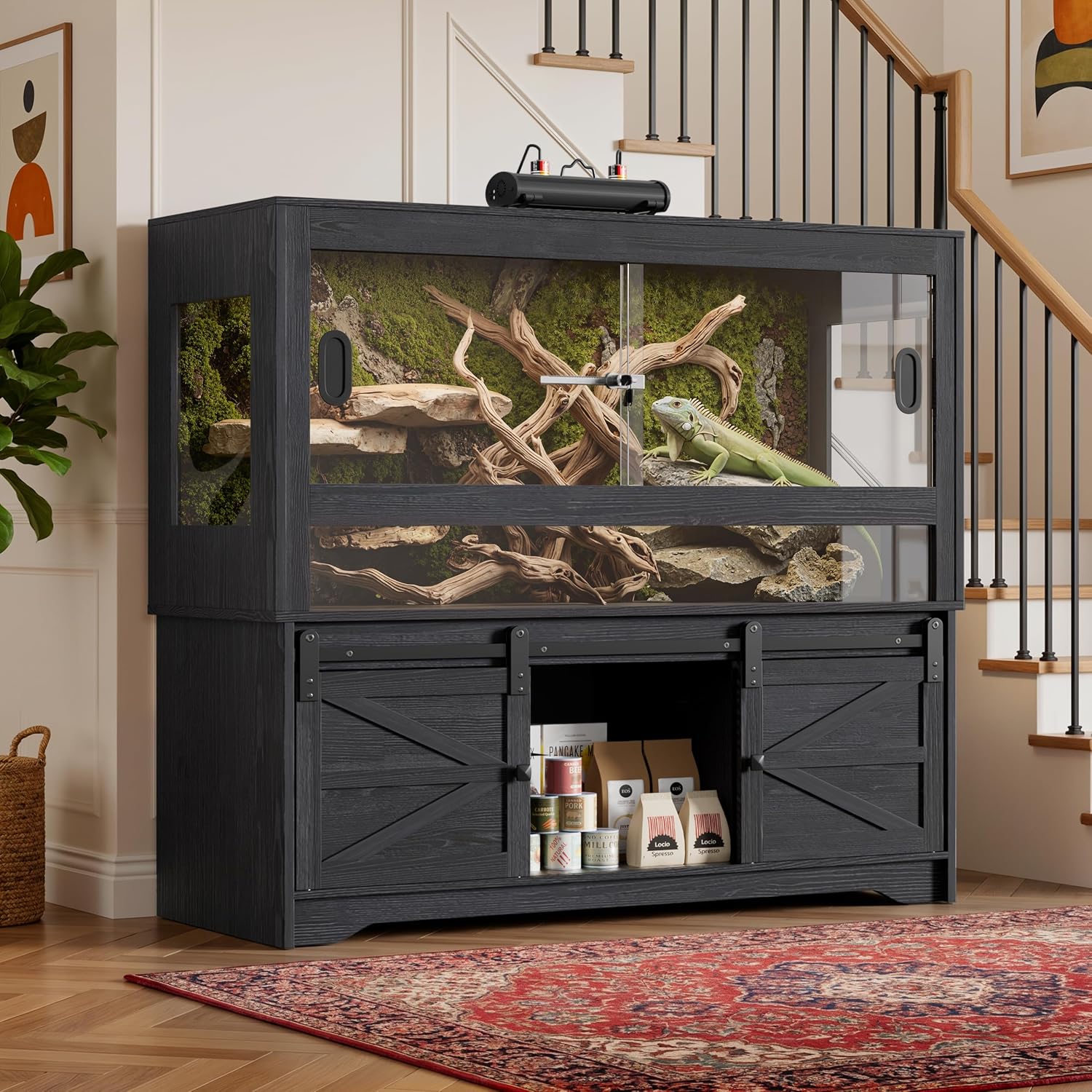 PAKASEPT 60 Gallon Reptile Enclosure Terrarium with Sliding Acrylic Doors 47.24-in x 17.72-in x 22.56-in Wood 80-Gallon Reptile Standard dresser