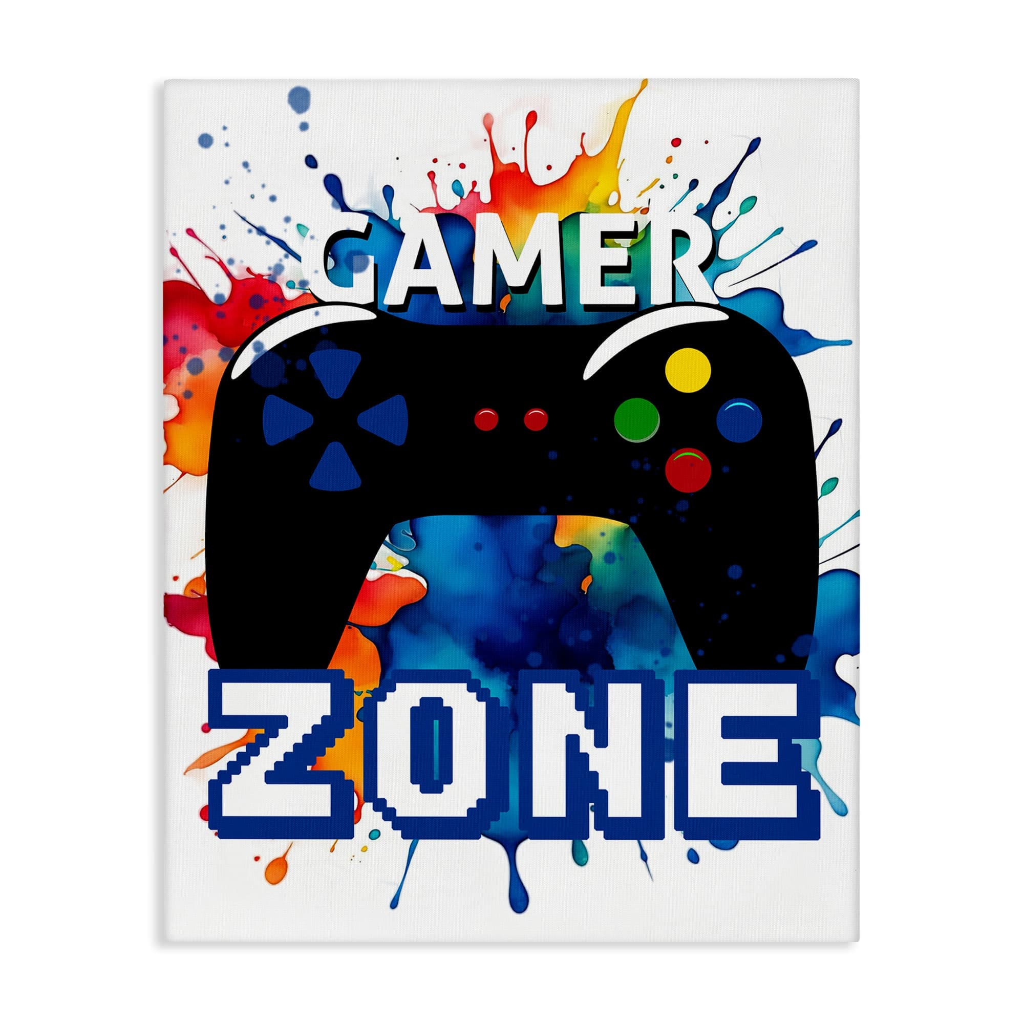 Stupell Industries BS-047-CN-16X20 Vivid Modern Gamer Zone Canvas Wall Art By Kim Allen 16 x 20