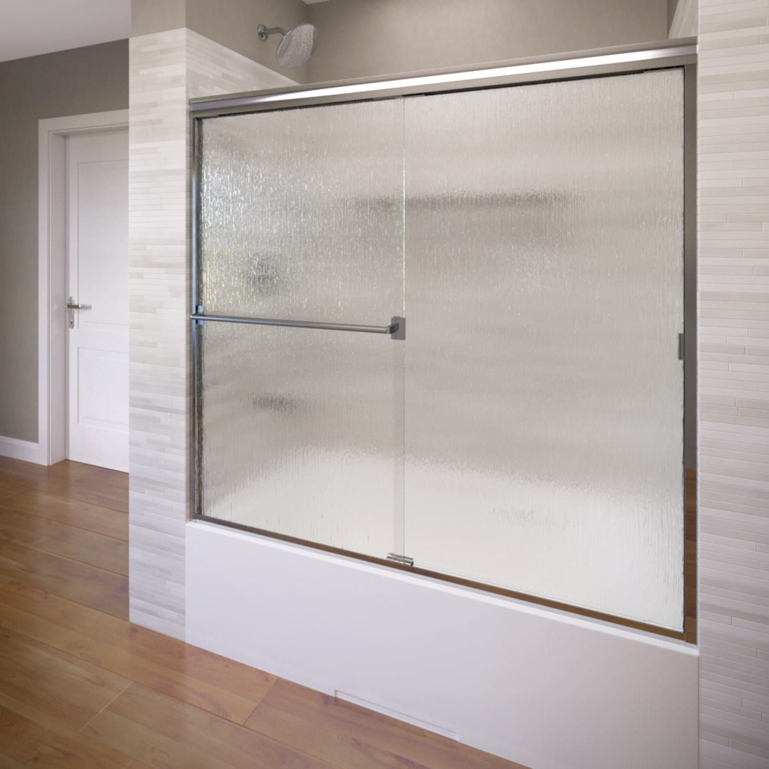 Basco CLCH05A5656RNSV Classic Polished chrome 52-in to 56-in W x 56.0-in H Semi-frameless Bypass Sliding Bathtub door